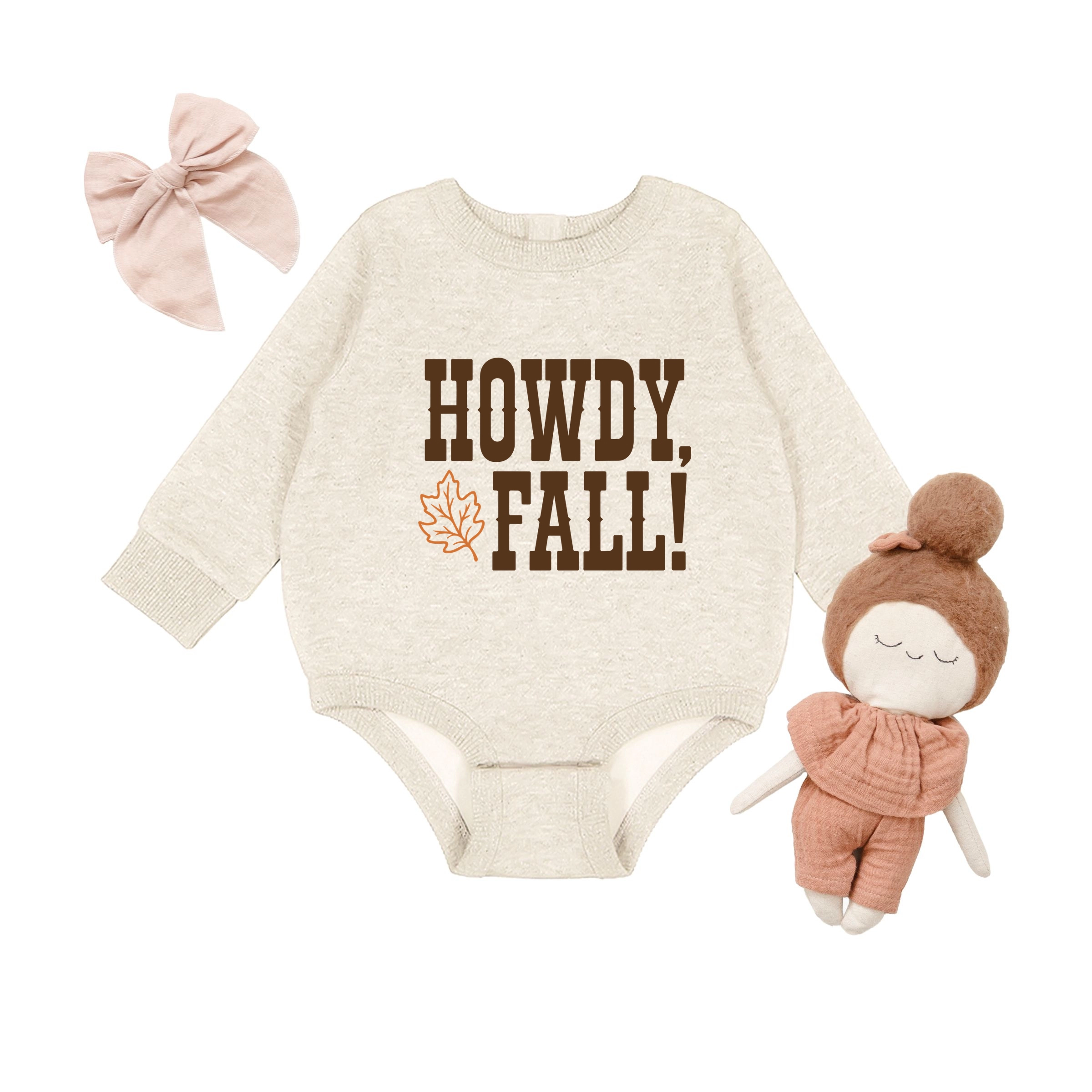The Juniper Shop - Infant Fleece BodySuit Howdy Fall Leaf