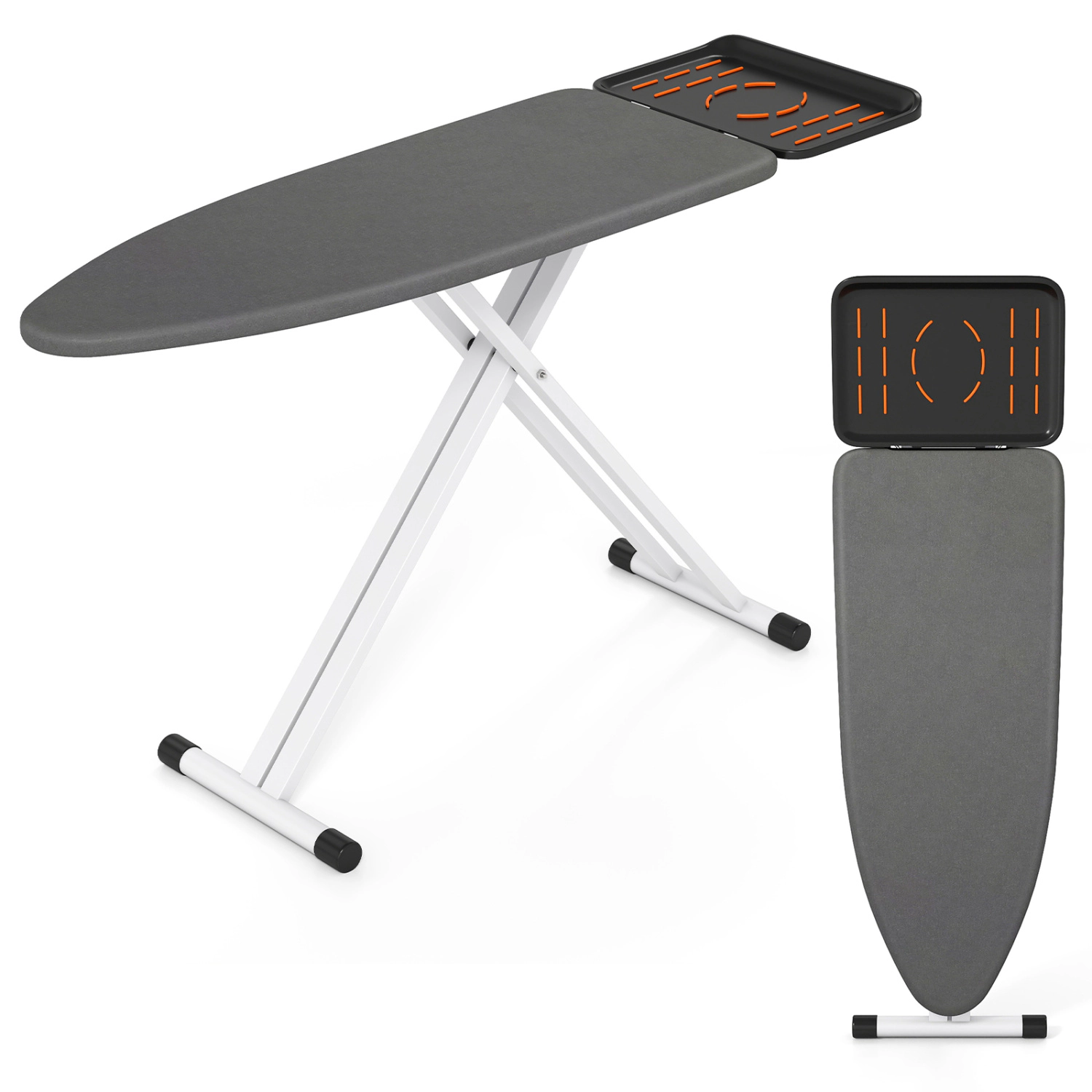LJG 7 Adjustable Height Foldable Full Size Ironing Board with Iron Rest and Heat-Resistant Surface