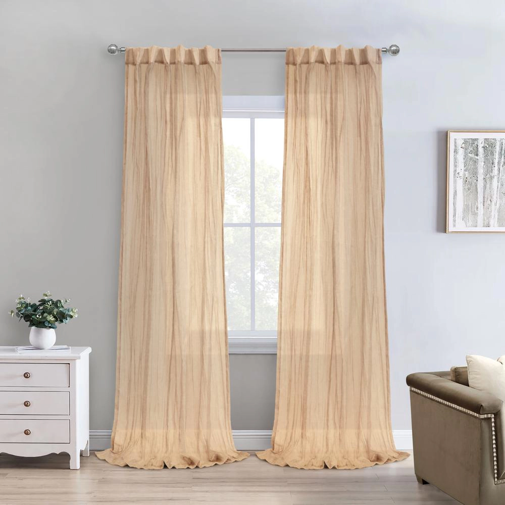 Habitat Paloma Sheer Dual Header Stylish and Functional Curtain Panel 52" x 108" Apricot