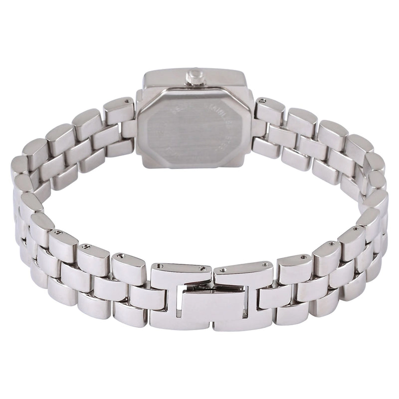 Peugeot Womens 20mm Silver-Tone Square Case Watch-Midnight Black Dial