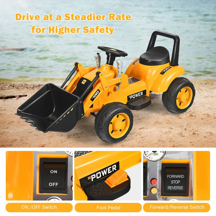 Hivvago Kids Ride On Excavator Digger 6V Battery Powered Tractor