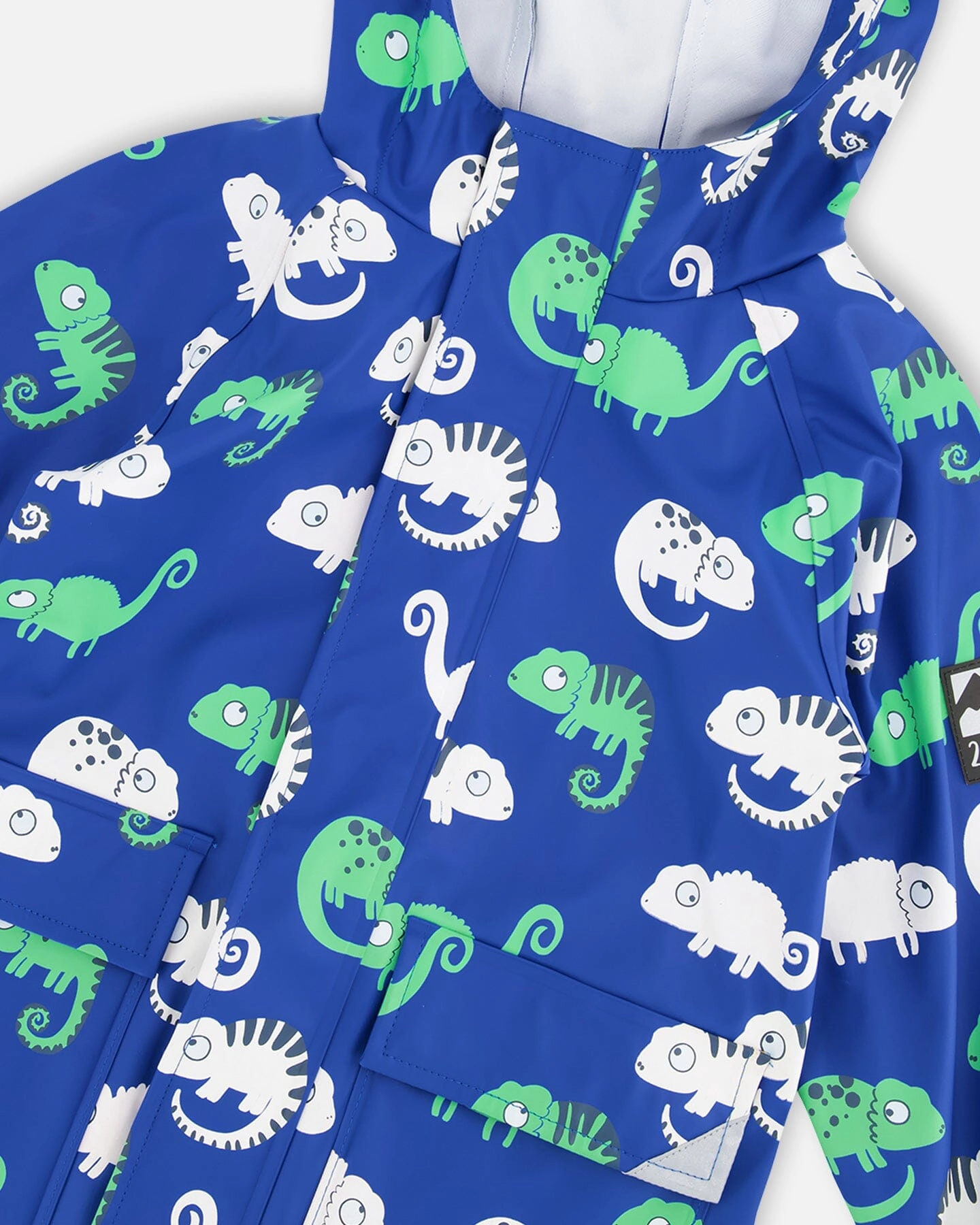 Deux par Deux Boys Rain Jacket In Polyurethane Chameleon Print