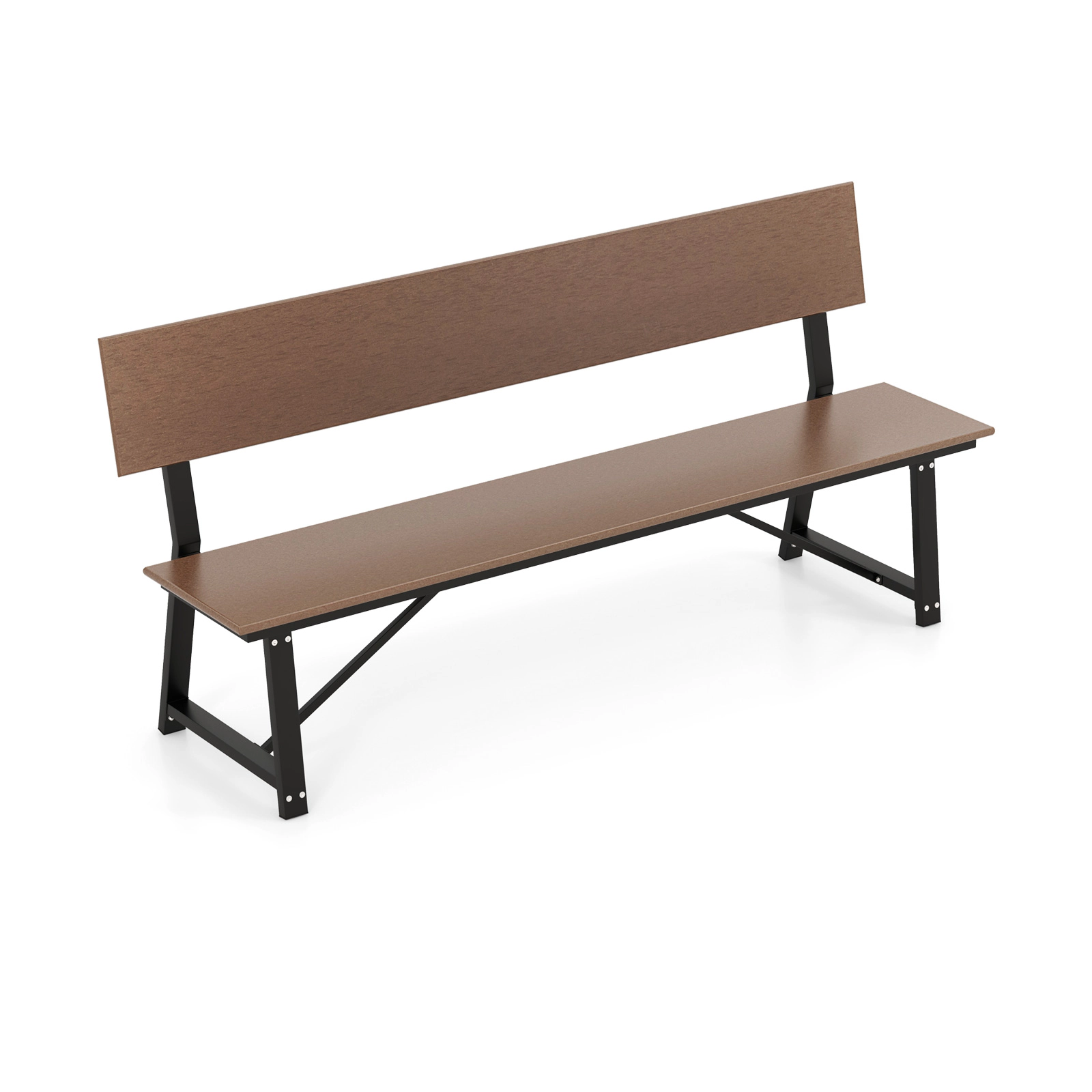 SUGIFT 72-in Extra Long Outdoor Garden Bench with Backrest 1100-lb Capacity Brown/Gray