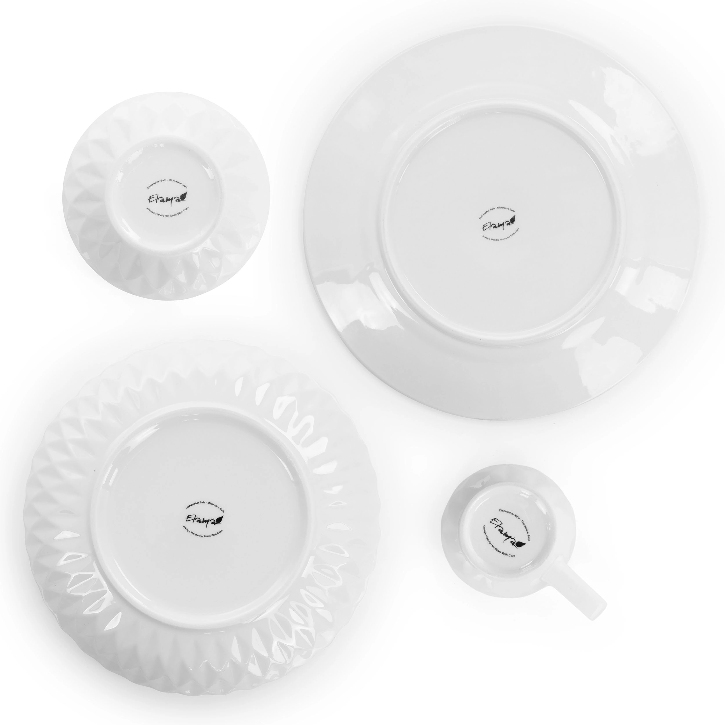 Elama Sienna 18 Piece Porcelain Dinnerware Set in White