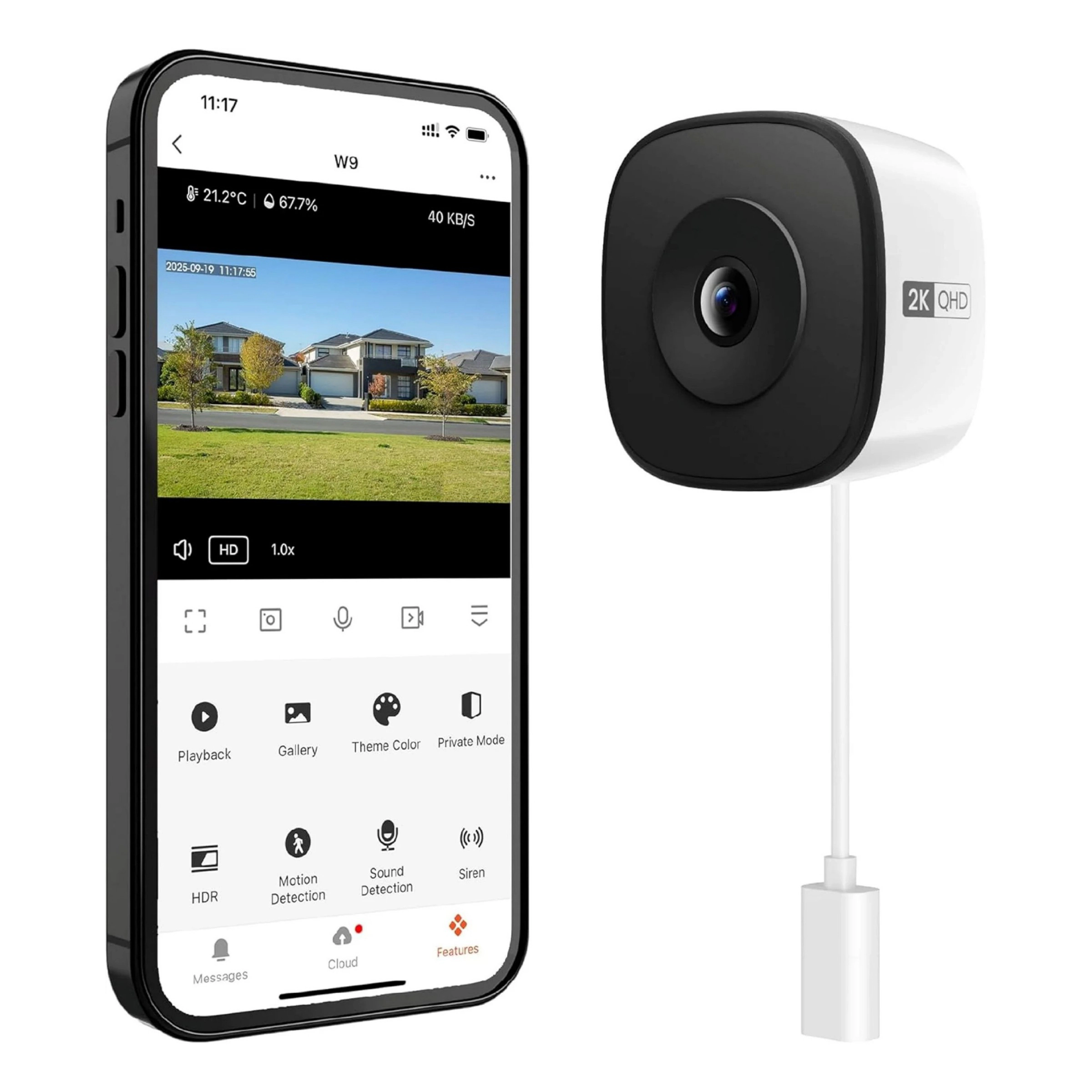 Eco4life Window Security Camera 3MP 2K Indoor WiFi Cam