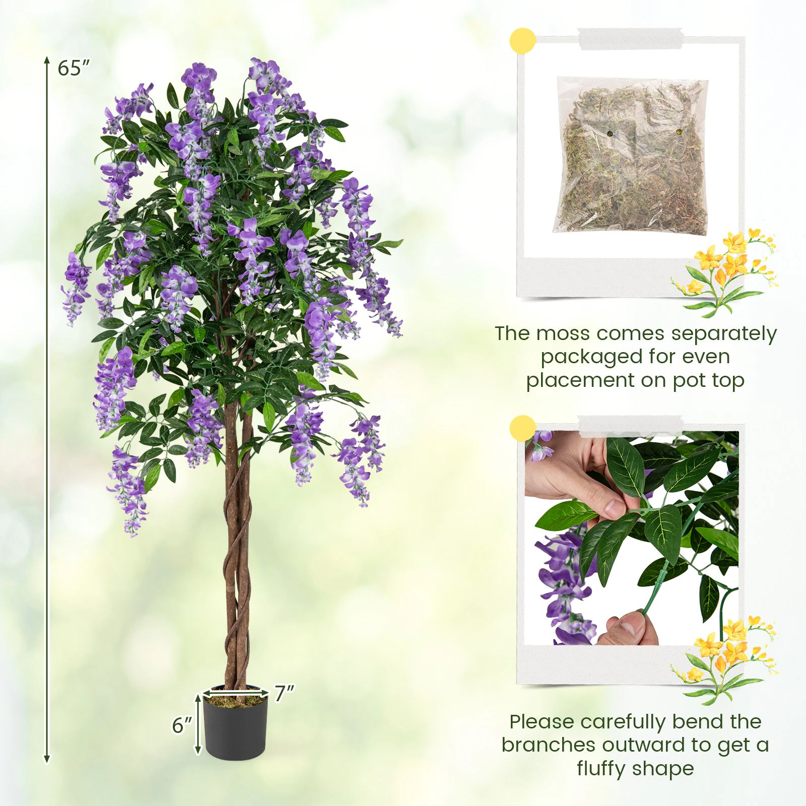 SlickBlue 5.5ft Artificial Wisteria Tree with Decorative Pot