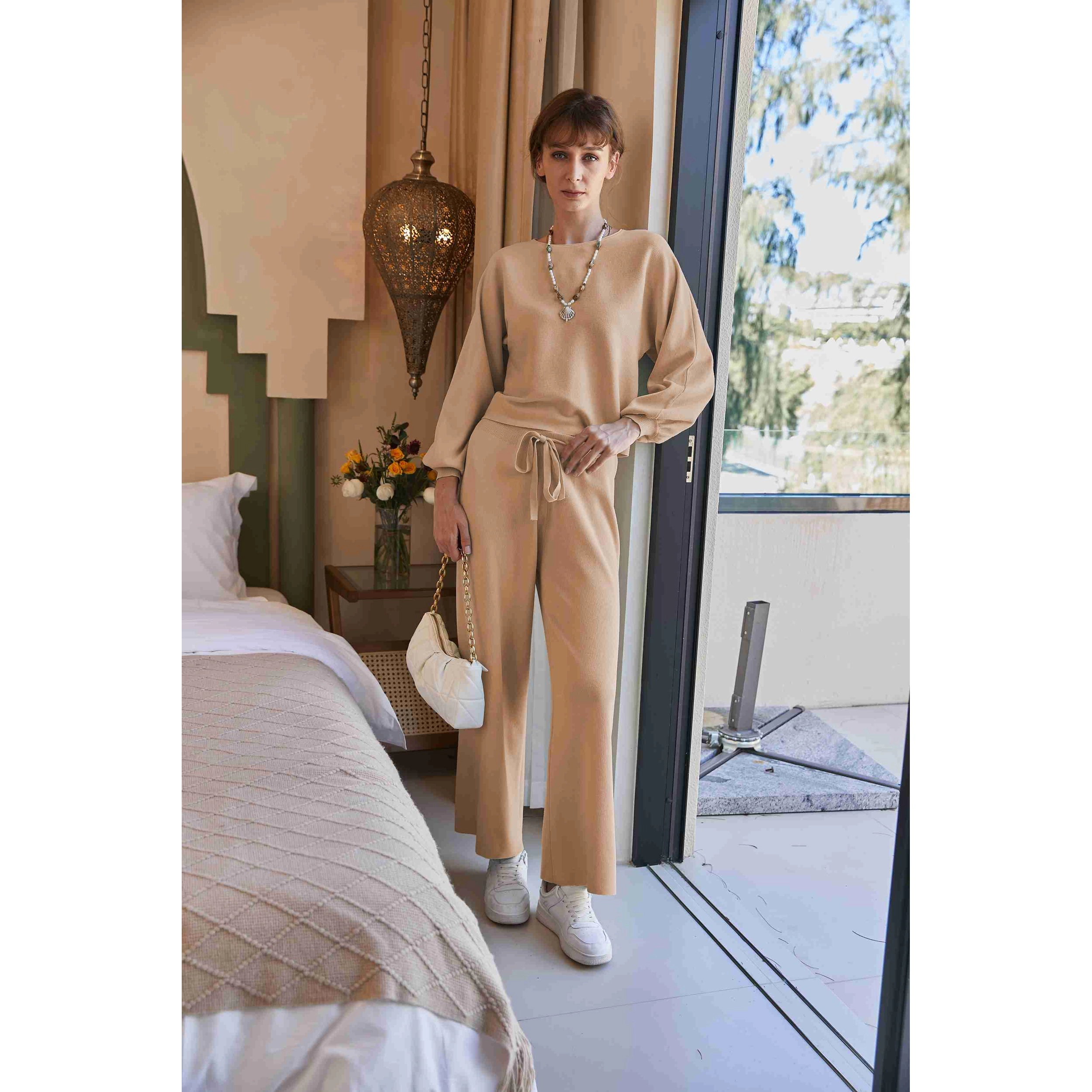 Ekouaer Lounge Sets Two Piece Sets Casual Knit Sweater Pants Outfits