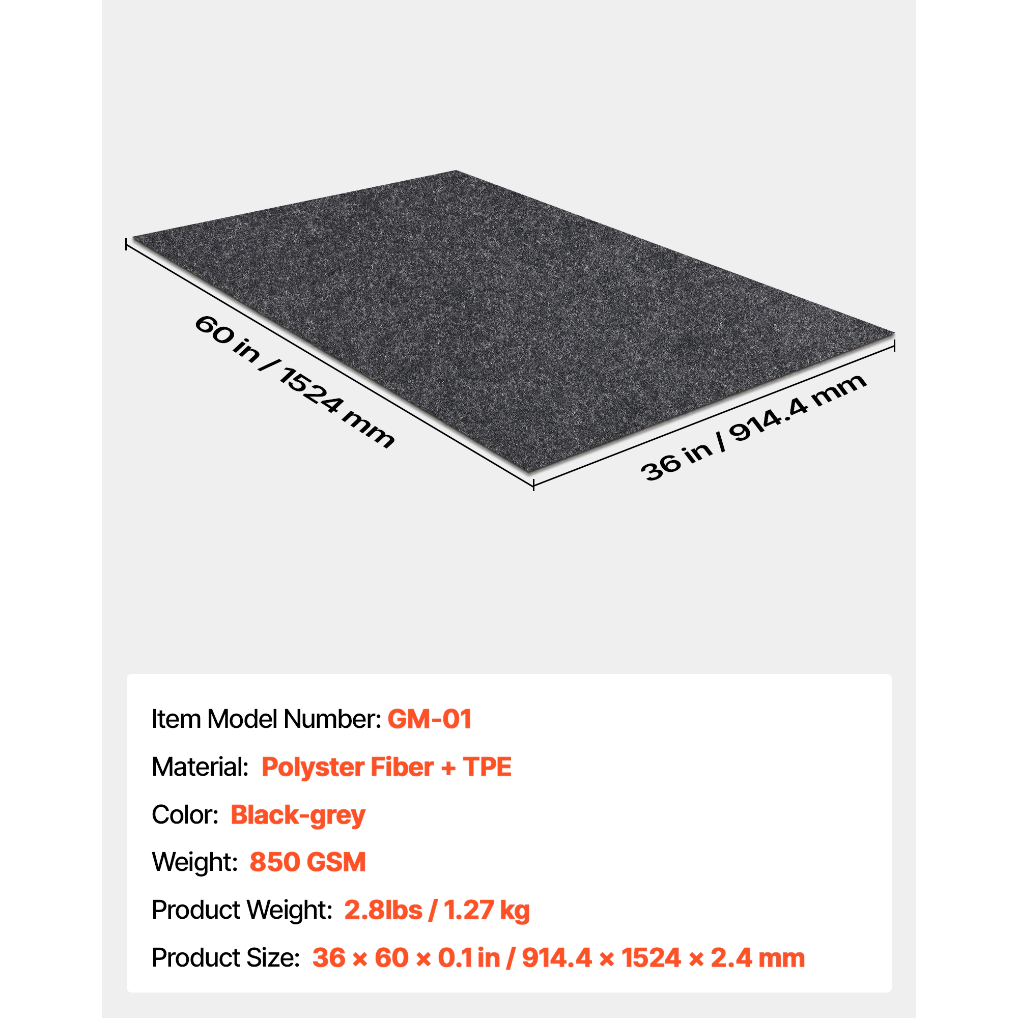 HONGGE Heavy Duty Garage Floor Mat Waterproof from Mud, Oil, and Water Containment