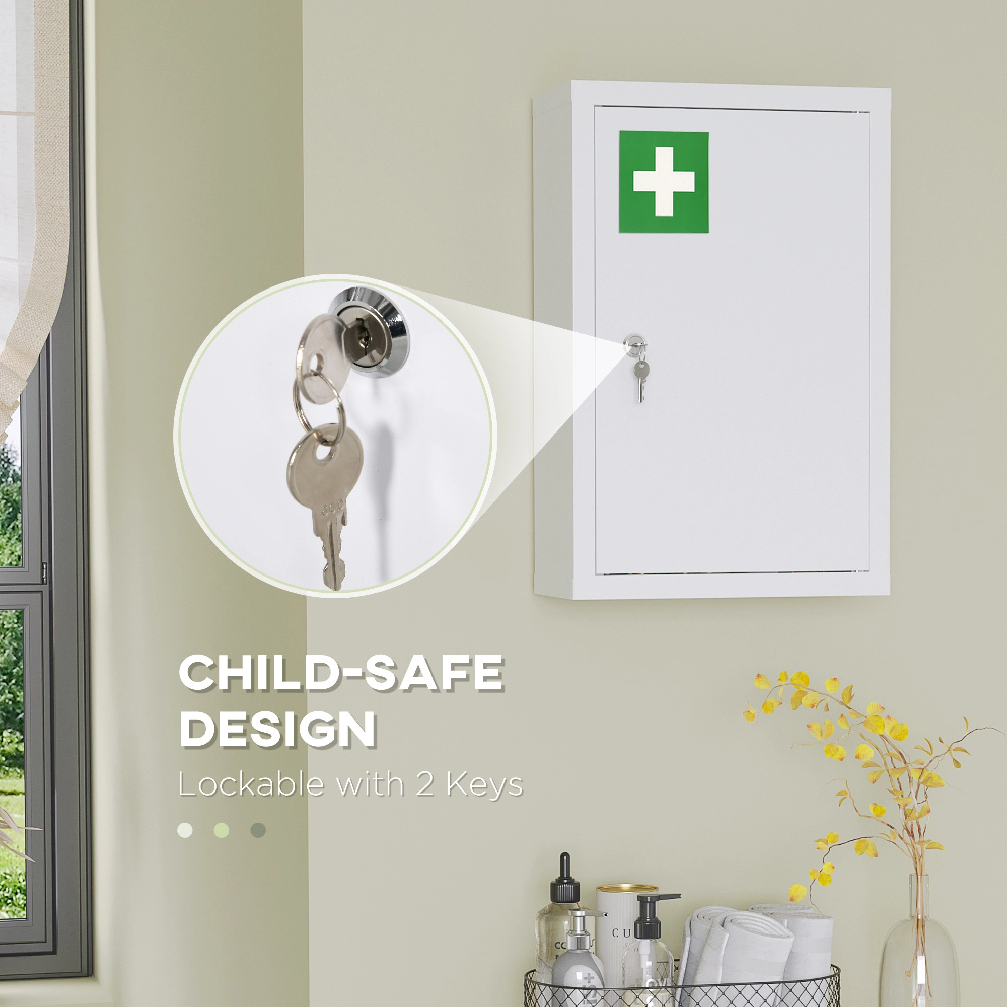 HONGGE Medicine Cabinet Wall with for Bathroom