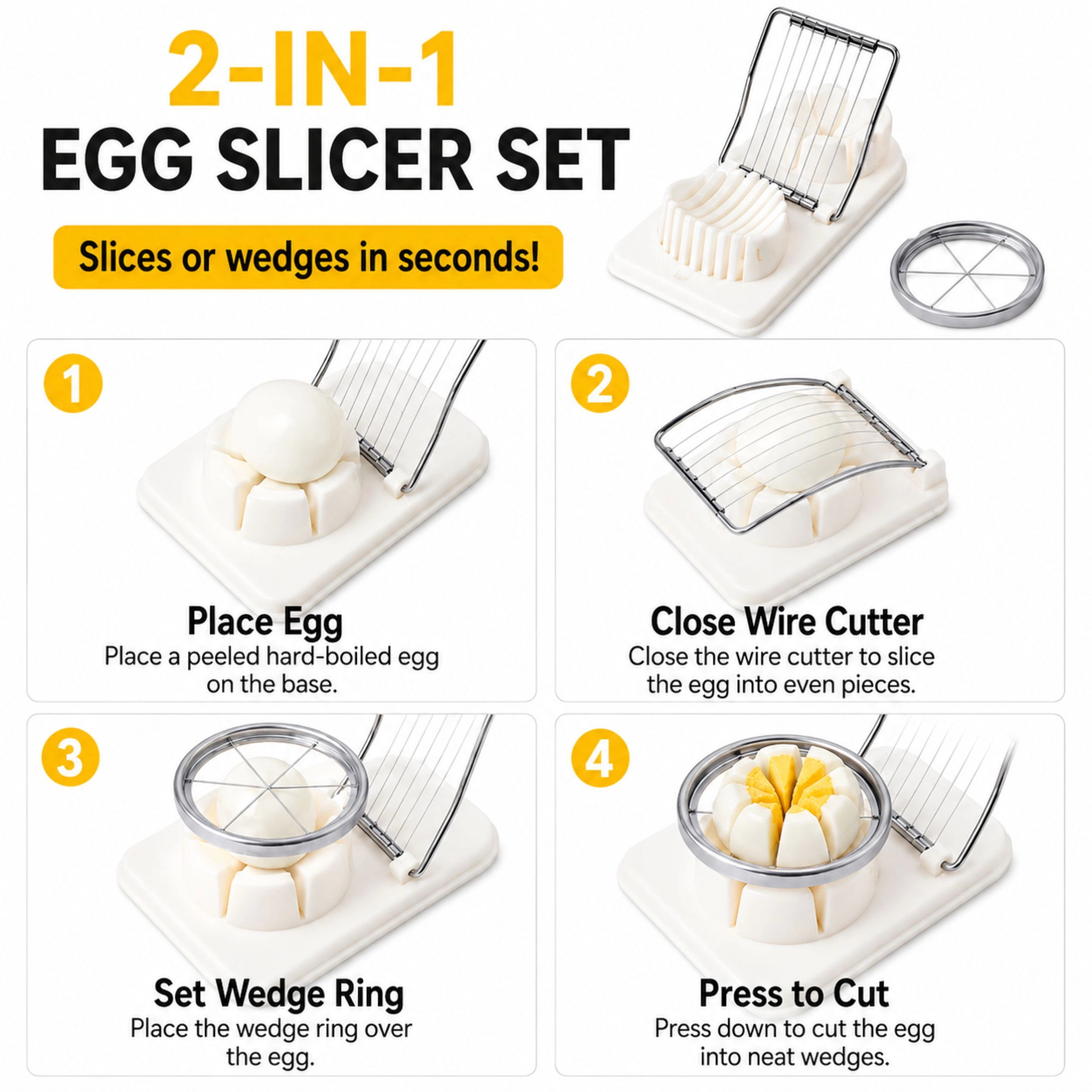 Home Collection 2-in-1 Stainless Steel Egg Slicer Mushroom Tomato Cutter Tool