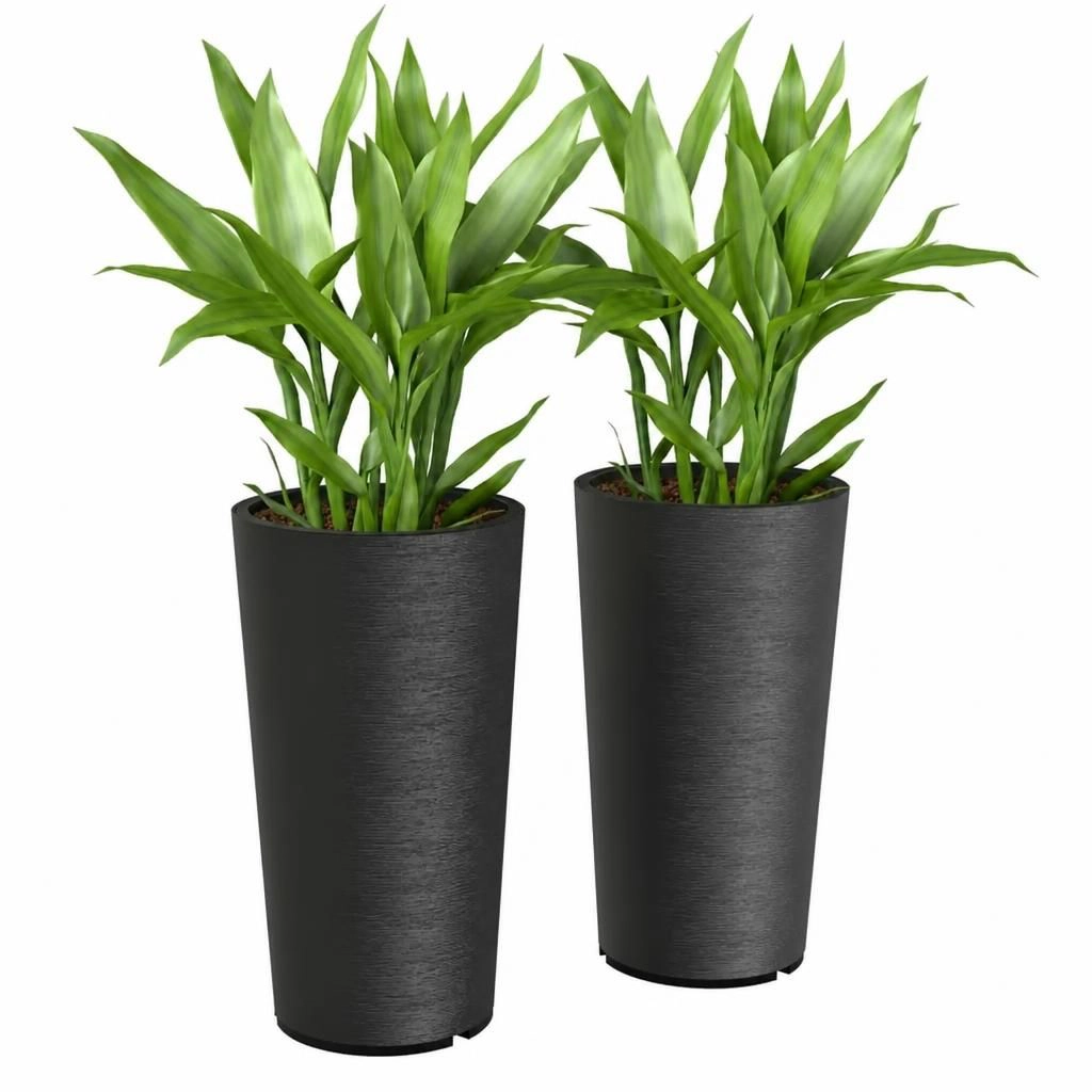 WOW PIONEER Tall Cylindrical Planter Pot for Patio Porch Yard Walkway Balcony Garden
