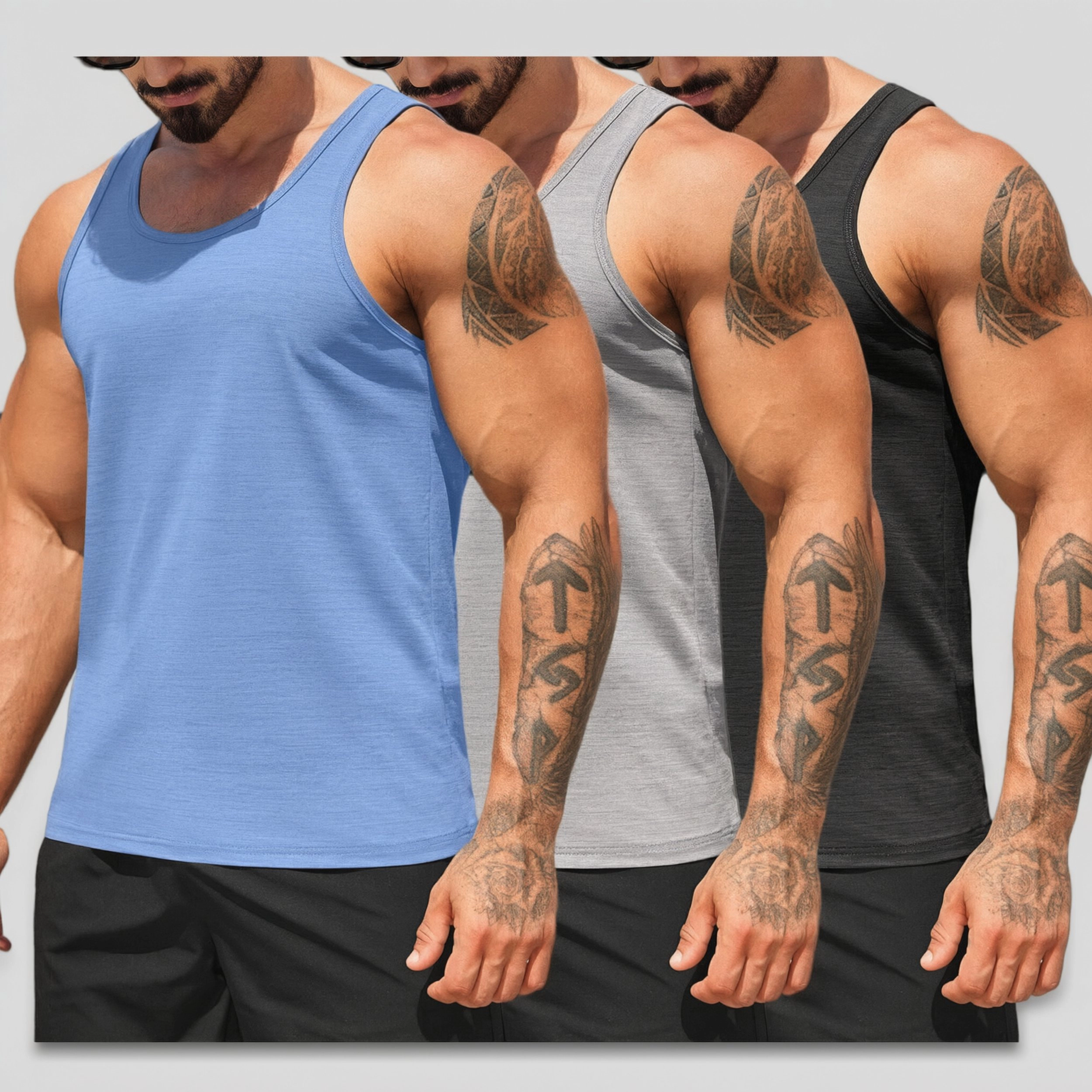COOFANDY Men's Athletic Fit Scoop Neck Sleeveless Gym Training Tank Tops