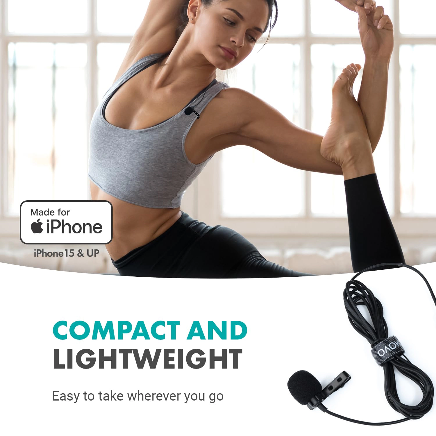 Movo USB-C Wired Omnidirectional Lavalier Clip On Microphone for iPhone 15