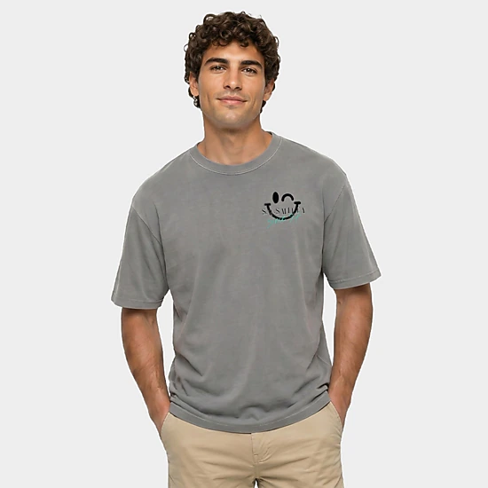 Simply Sage Market - Men's Garment Dyed Graphic T-Shirt - S.W.Smiley Paint Splatter