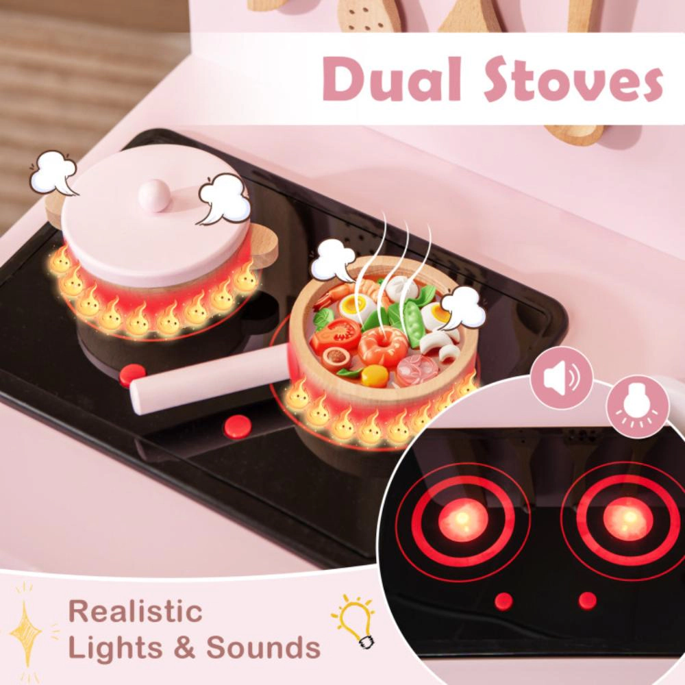 Hivvago Kids Kitchen Playset with Cooking Accessories and Storage