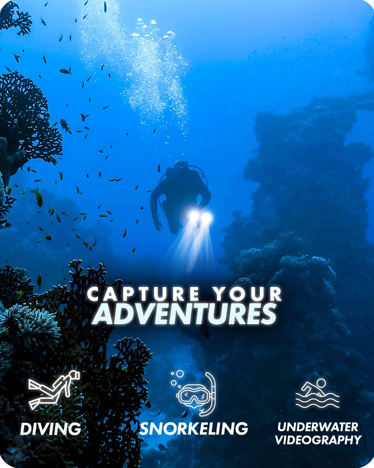 Movo DiveRig3 Diving Rig Bundle with 2 Waterproof LED Lights