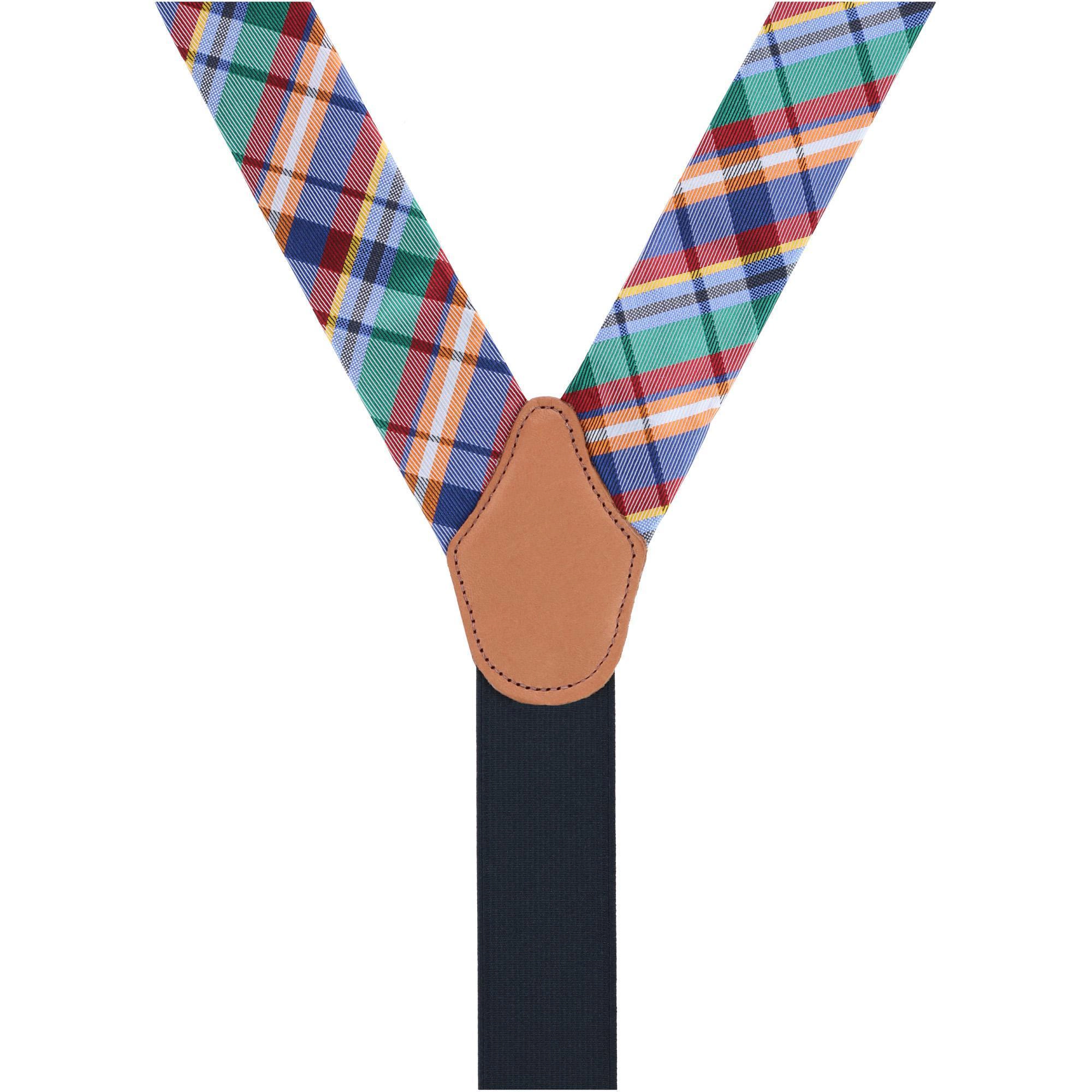 Trafalgar Men's Sherwood Plaid Silk Button End Suspenders