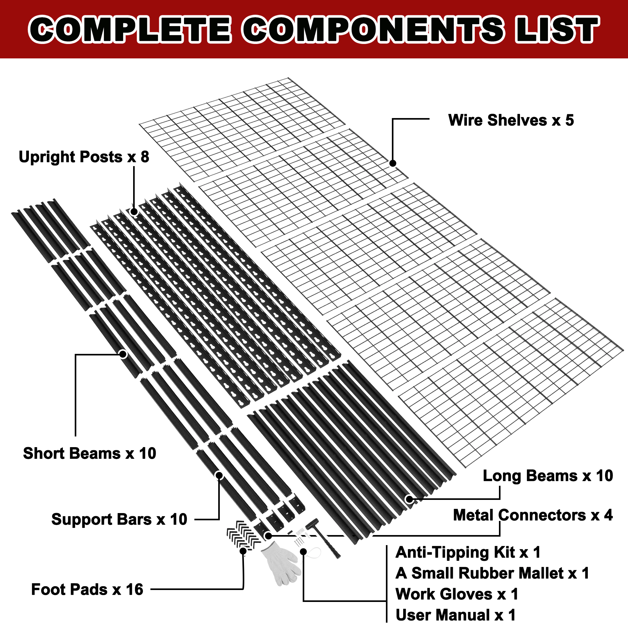 Flynama 5-Shelf Steel Heavy-Duty Adjustable Garage Storage Shelving Unit in Black (60 in. W x 84 in. H x 24 in. D)