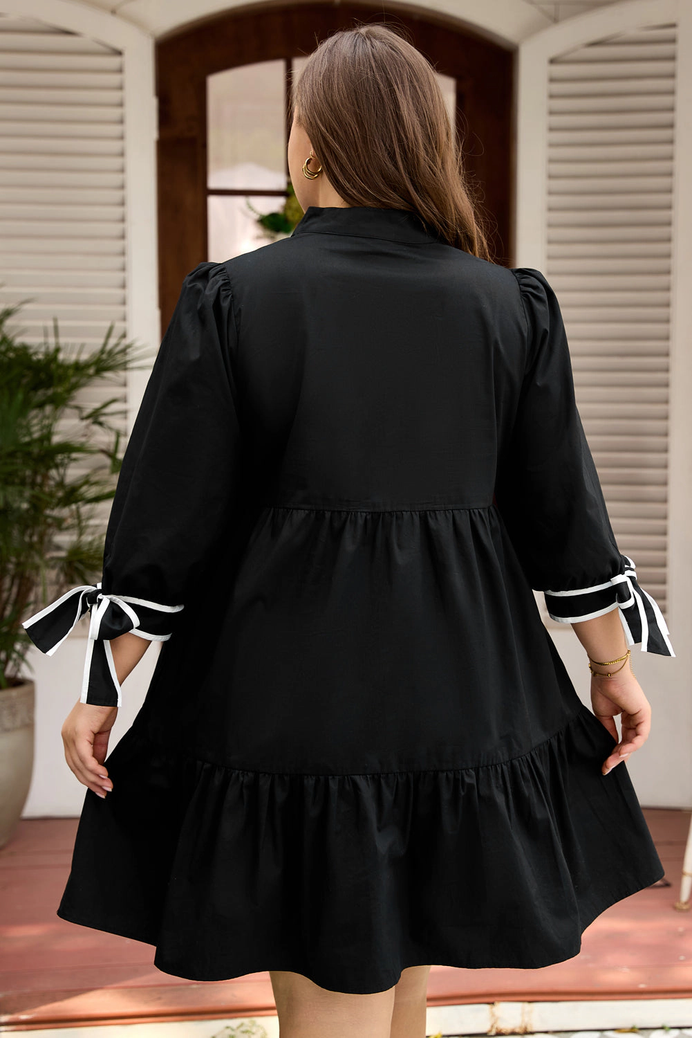 Threaded Pear Women's Dorothy Knot Cuffs Mini PLUS Dress