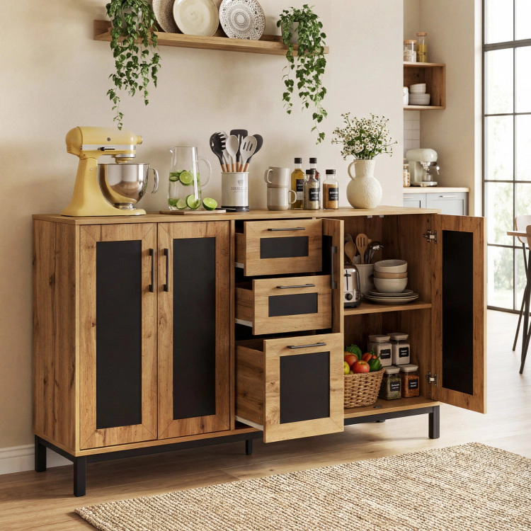 Hivvago 63" Sideboard Buffet Cabinet With 3 Drawers And Storage Shelves