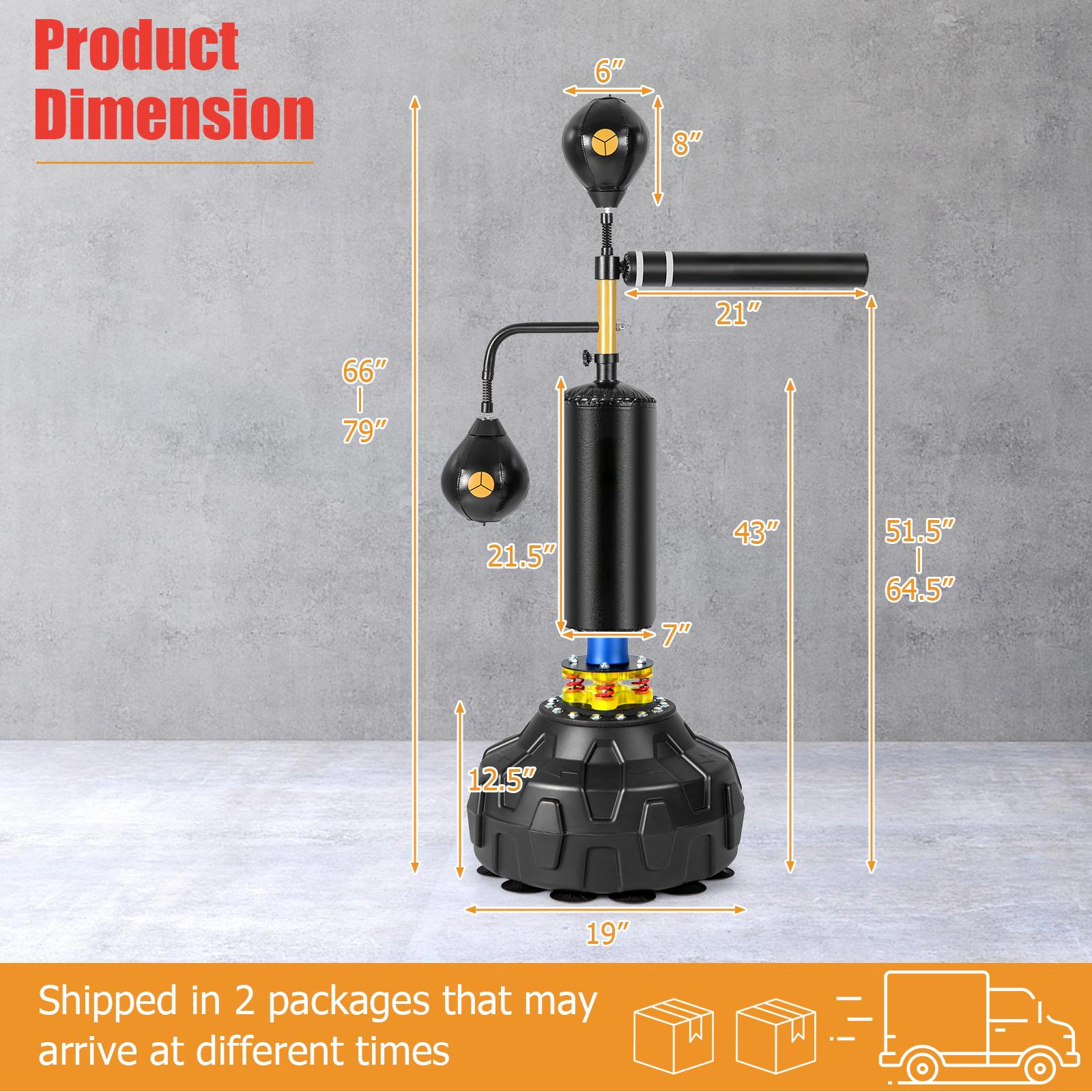SUGIFT Freestanding Boxing Speed Trainer Punching Bag with 360° Spinning Bar 6-Level Adjustable Height Black