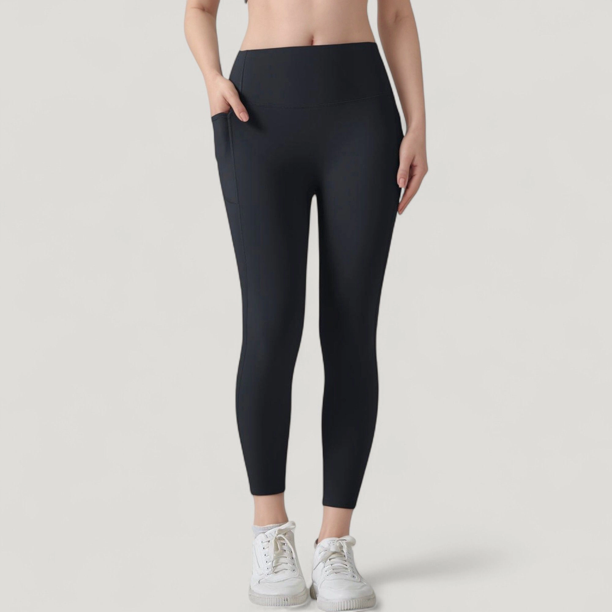 Anna-Kaci Active Women's High Waist Leggings with Side Pockets and Seamless Fitted Design for Casual Wear