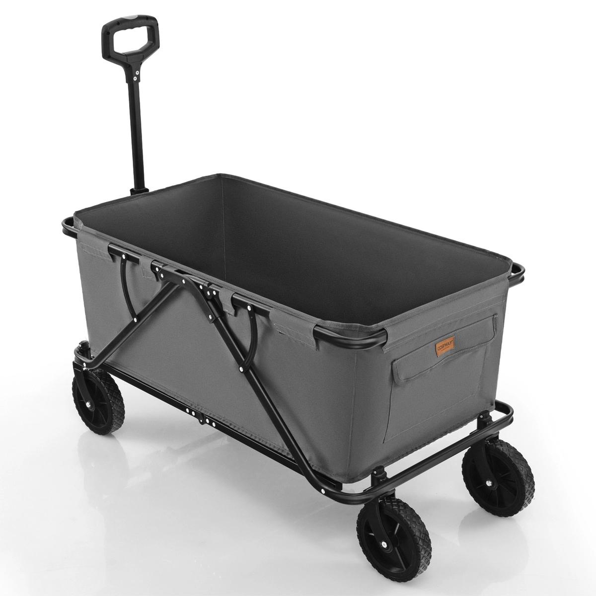 SUGIFT Collapsible Folding Wagon Cart Adjustable Handlebar 45-Gallon Capacity 220-lb Static Load 132-lb Dynamic Load