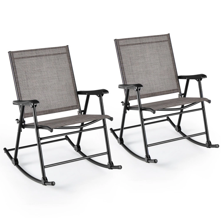Hivvago Set Of 2 Folding Rocking Chair With Breathable Seat Fabric