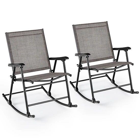 Hivvago Set Of 2 Folding Rocking Chair With Breathable Seat Fabric