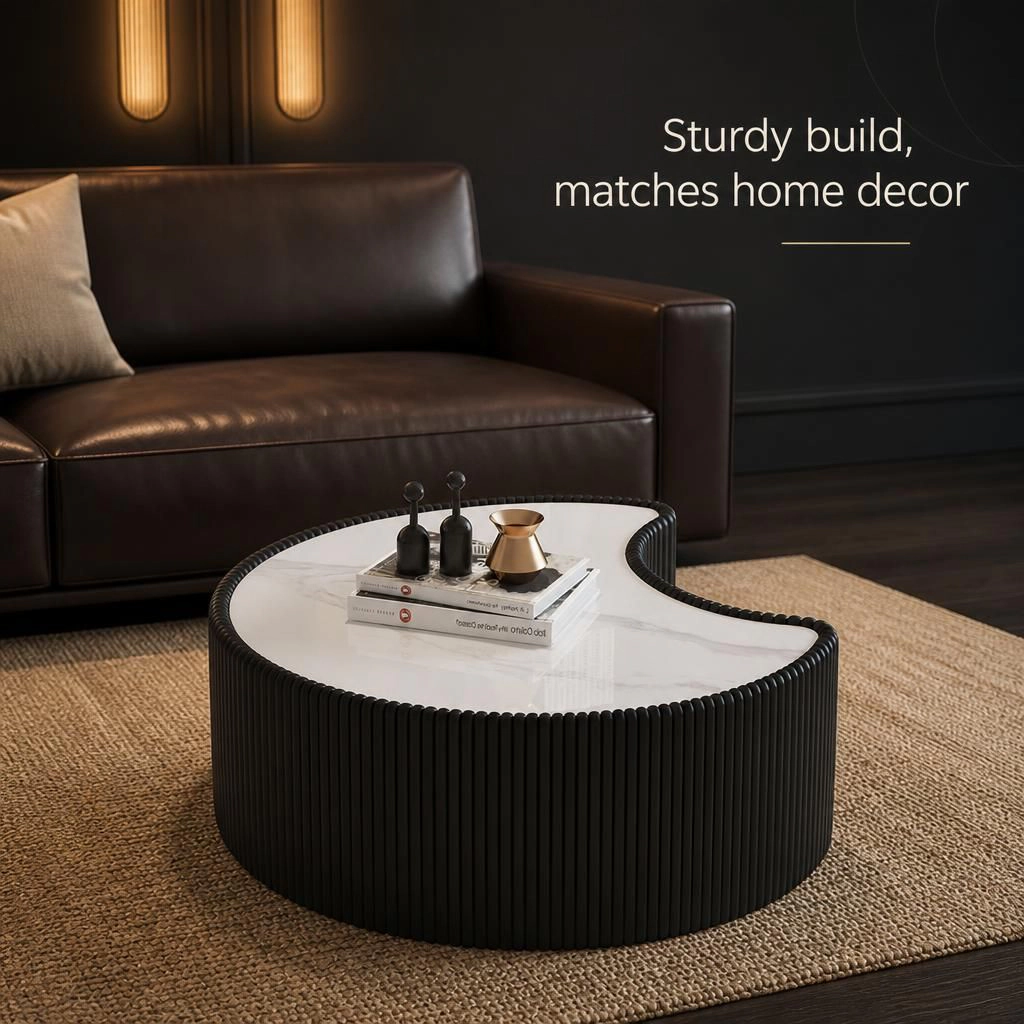 GOODSILO Sintered Stone Top Upholstered Coffee Table