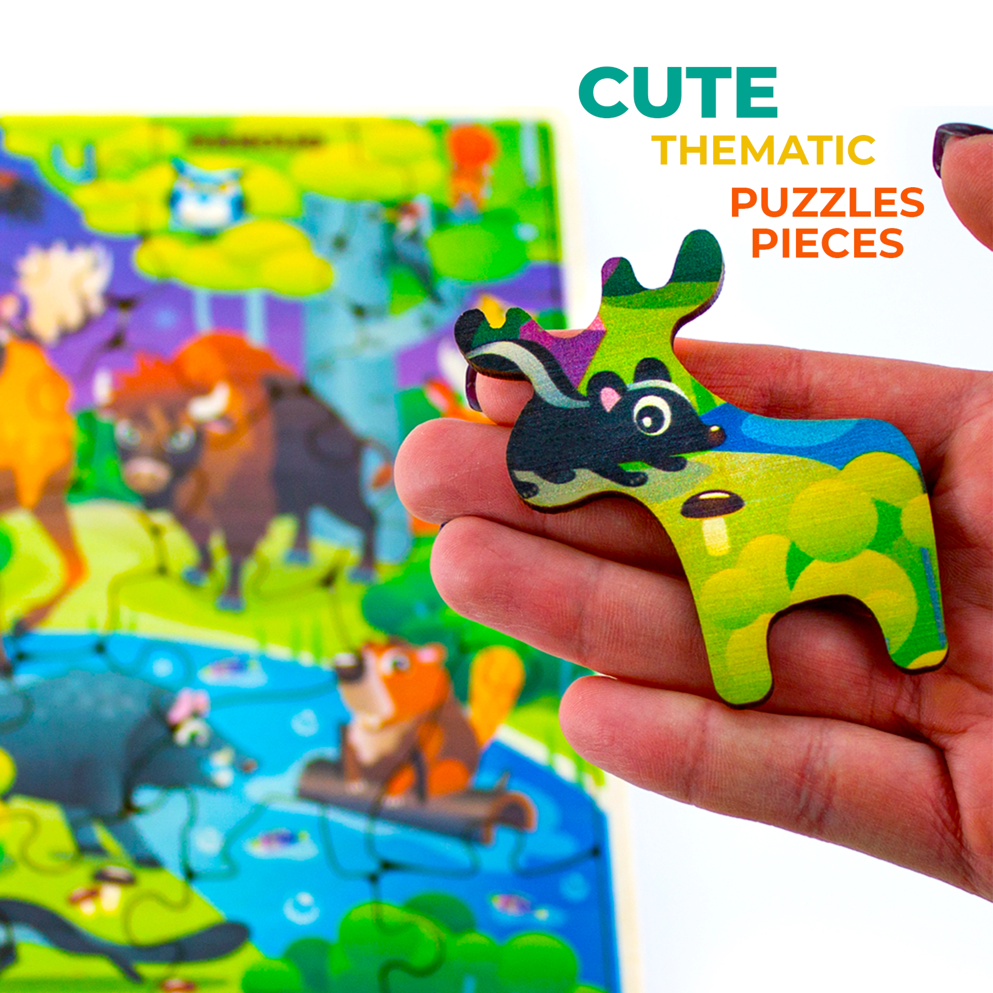 QUOKKA Wooden Jigsaw Puzzle for Kids Ages 3–8, 28-Piece Puzzle with Illustrated Theme Design