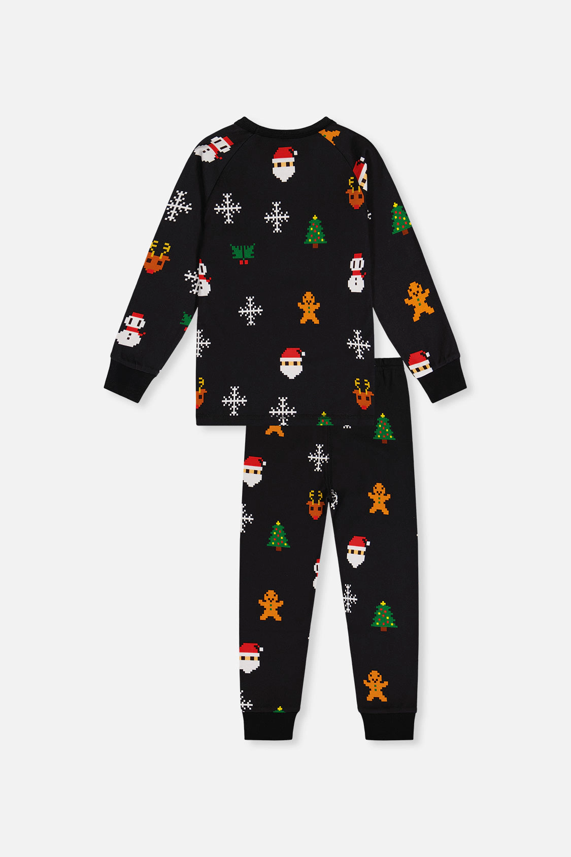 Deux par Boys Organic Cotton Christmas Pixel Two Piece Pajama Set with Raglan Sleeve Top and Pants