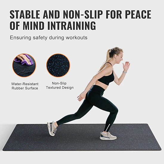 HONGGE 0.56 Inch Thick Rubber Top Gym Floor Mats with EVA Foam