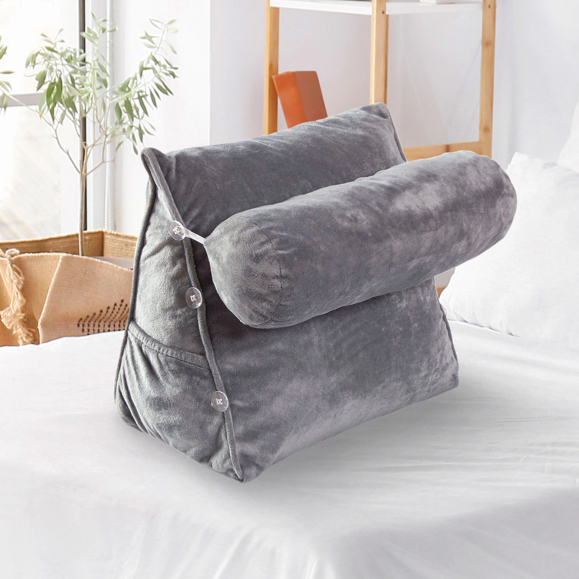 Cheer Collection Wedge Pillow with Detachable Bolster and Backrest Support