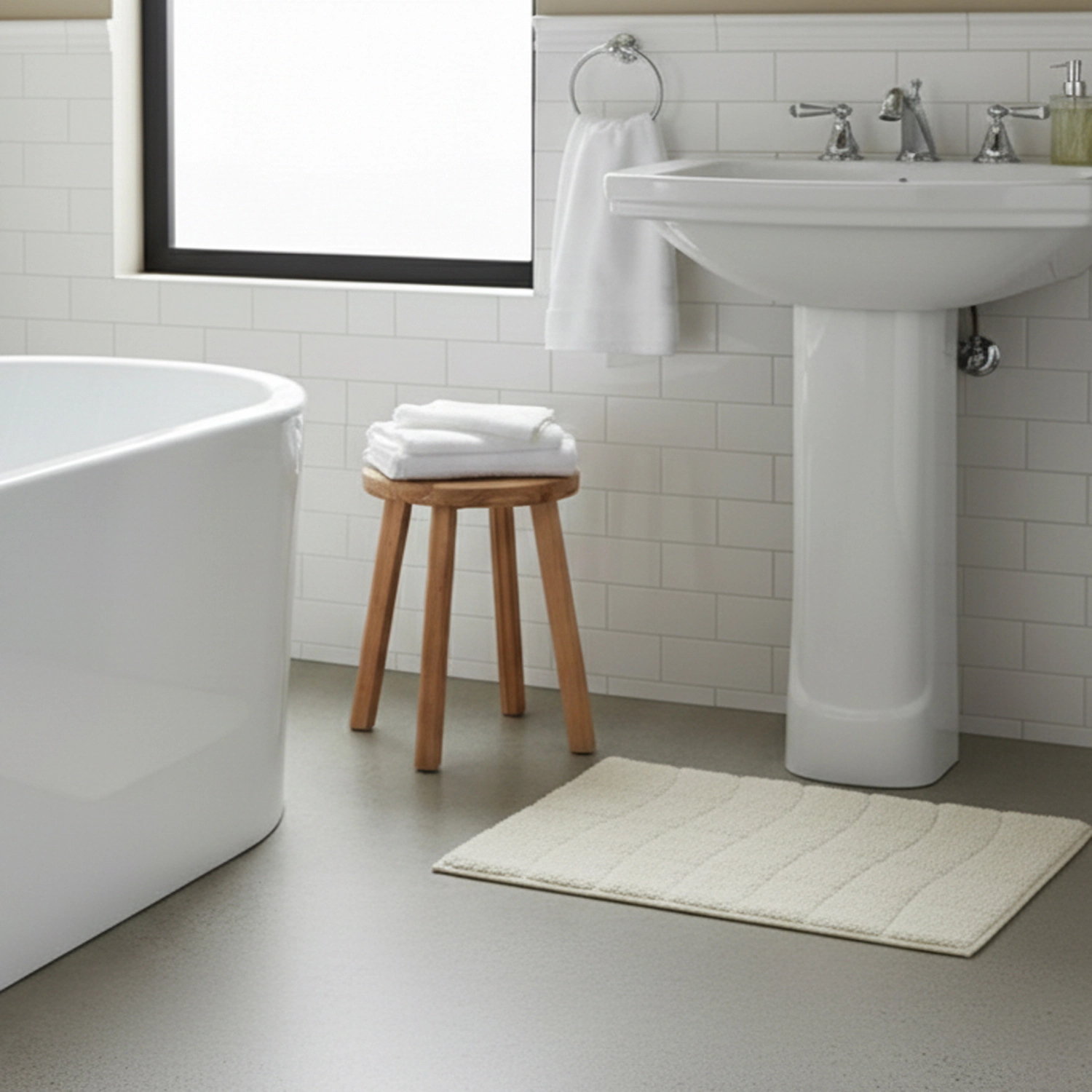 Knightsbridge Stylish And Comfortable All Season Traditional New Tile Design Cotton Bath Rug 17" X 24