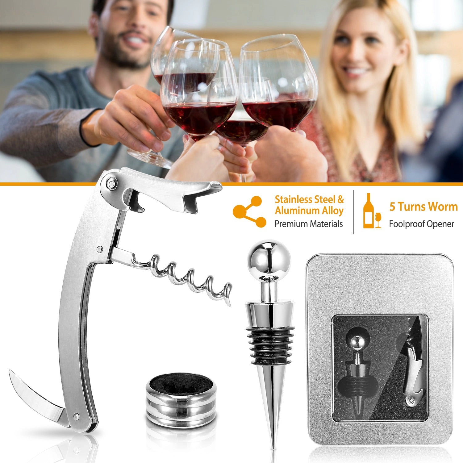 GBruno Stainless Steel 3-Piece Wine Opener Set