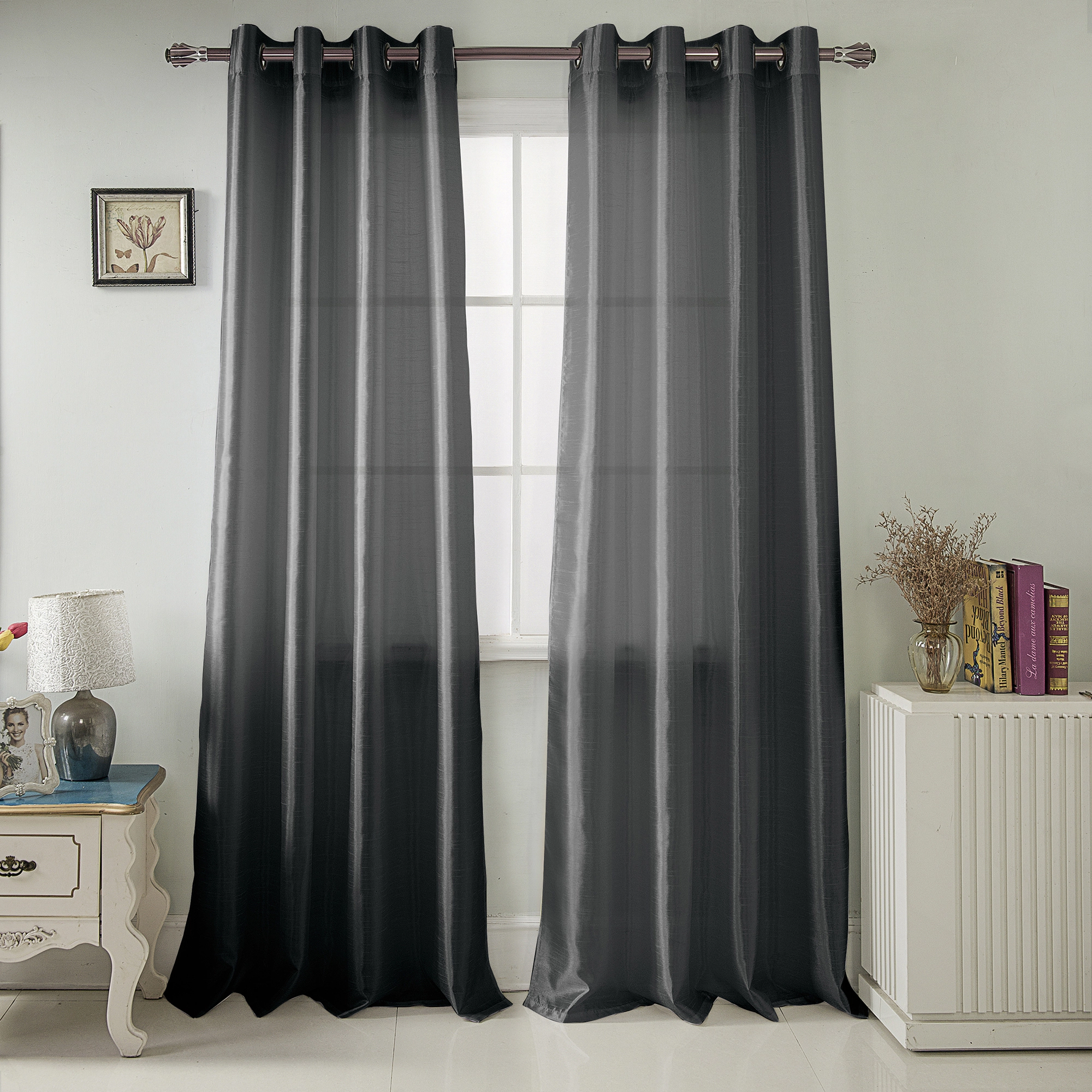 Nancy 2-Piece Grommet Panel 38" x 84" Navy by Rt Designers Collection