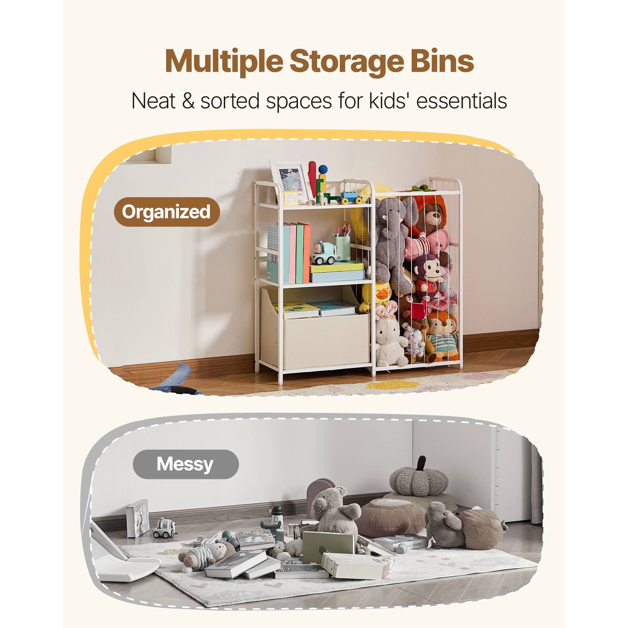HONGGE Kids Bookshelf and Toy Storage Organizer for Kids Room
