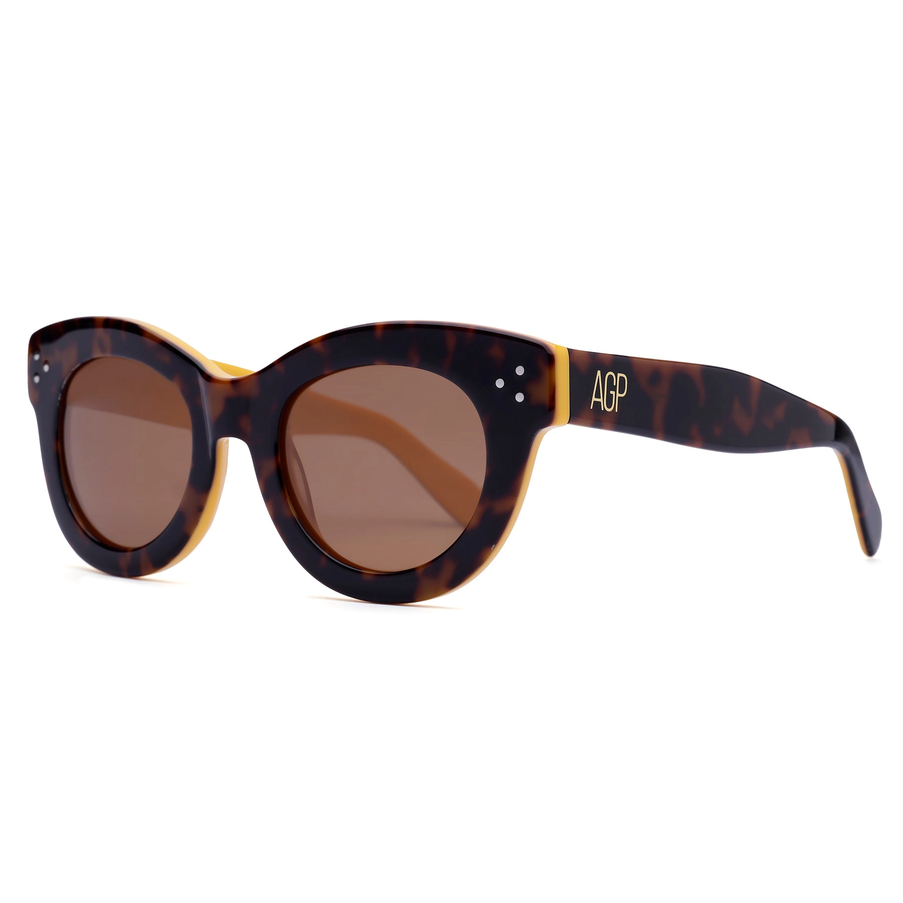 AGP PARIS Women's Retro Round Frame Acetate Polarized Lens UV400 Sunglasses