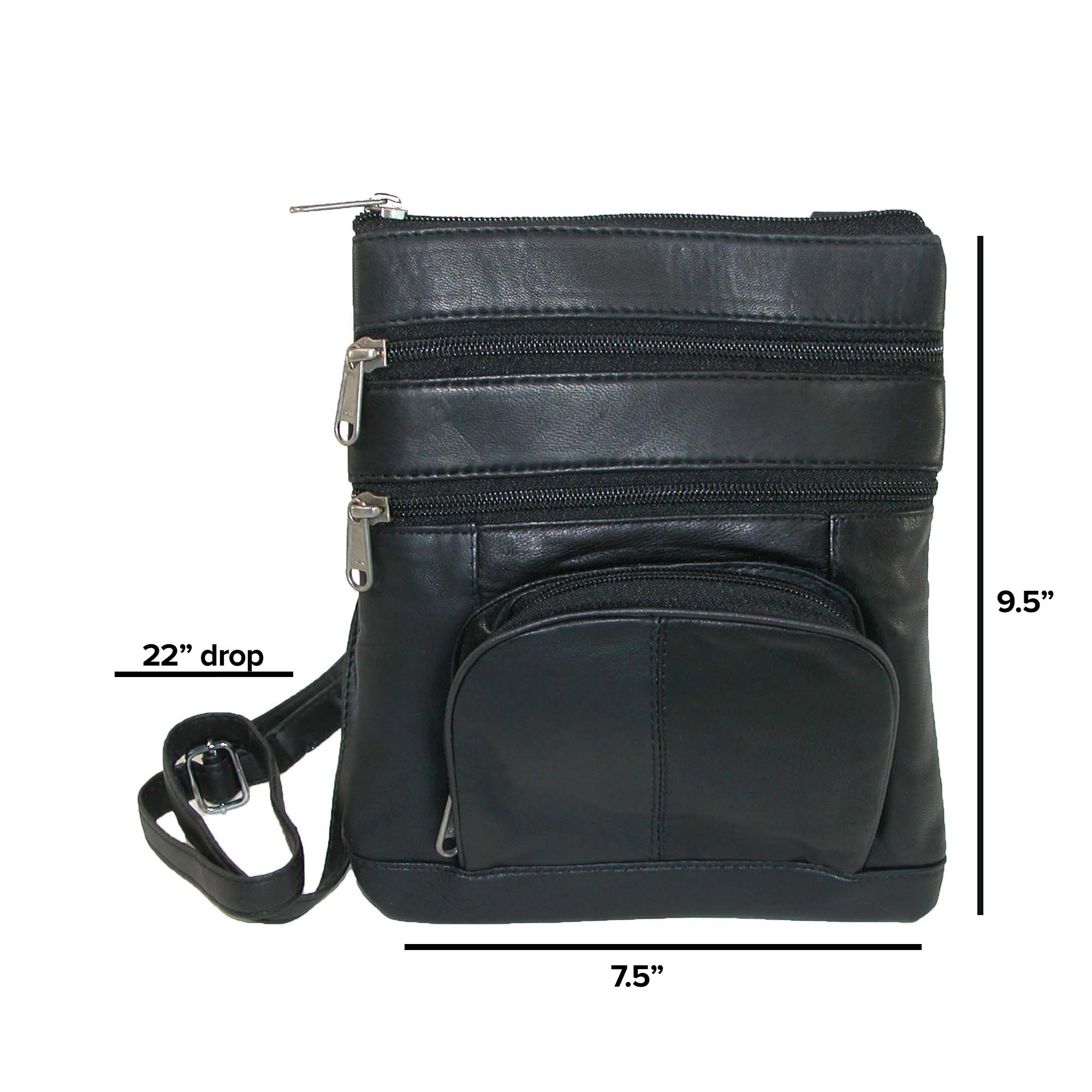 Leather Impressions Women's Multi Pocket Organizer Crossbody Handbag