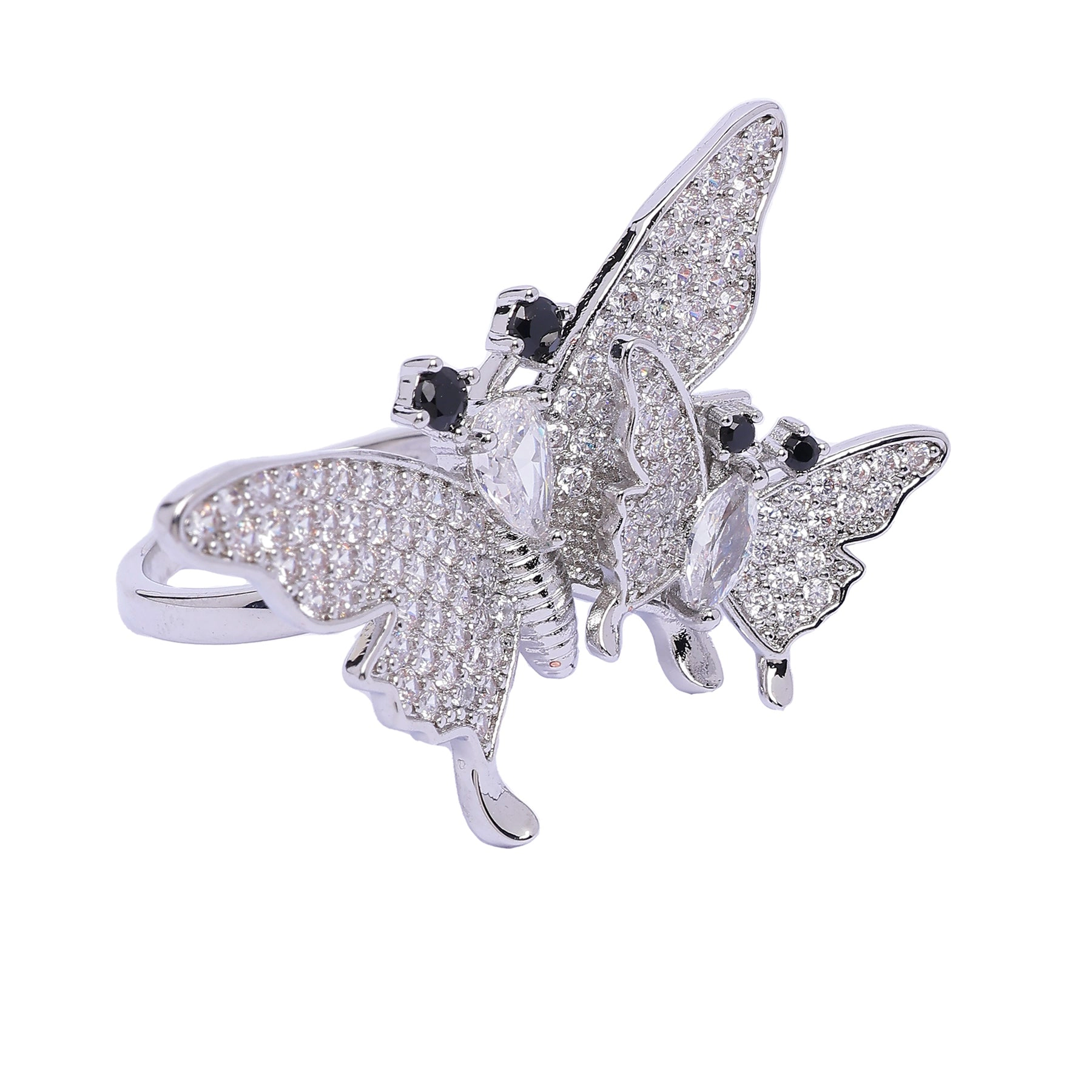 AGP Paris Women's Silver-Tone Flutter Butterfly Adjustable Ring