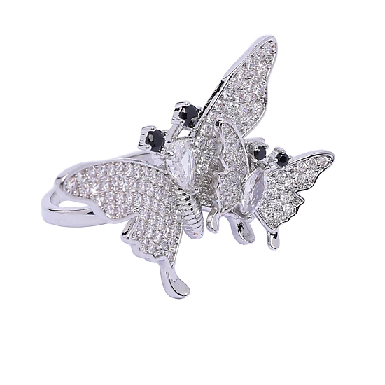 AGP Paris Women's Silver-Tone Flutter Butterfly Adjustable Ring