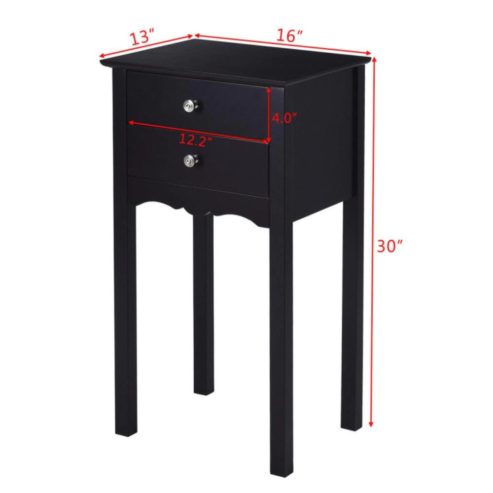 Hivvago Side Table End Accent Table With 2 Drawers