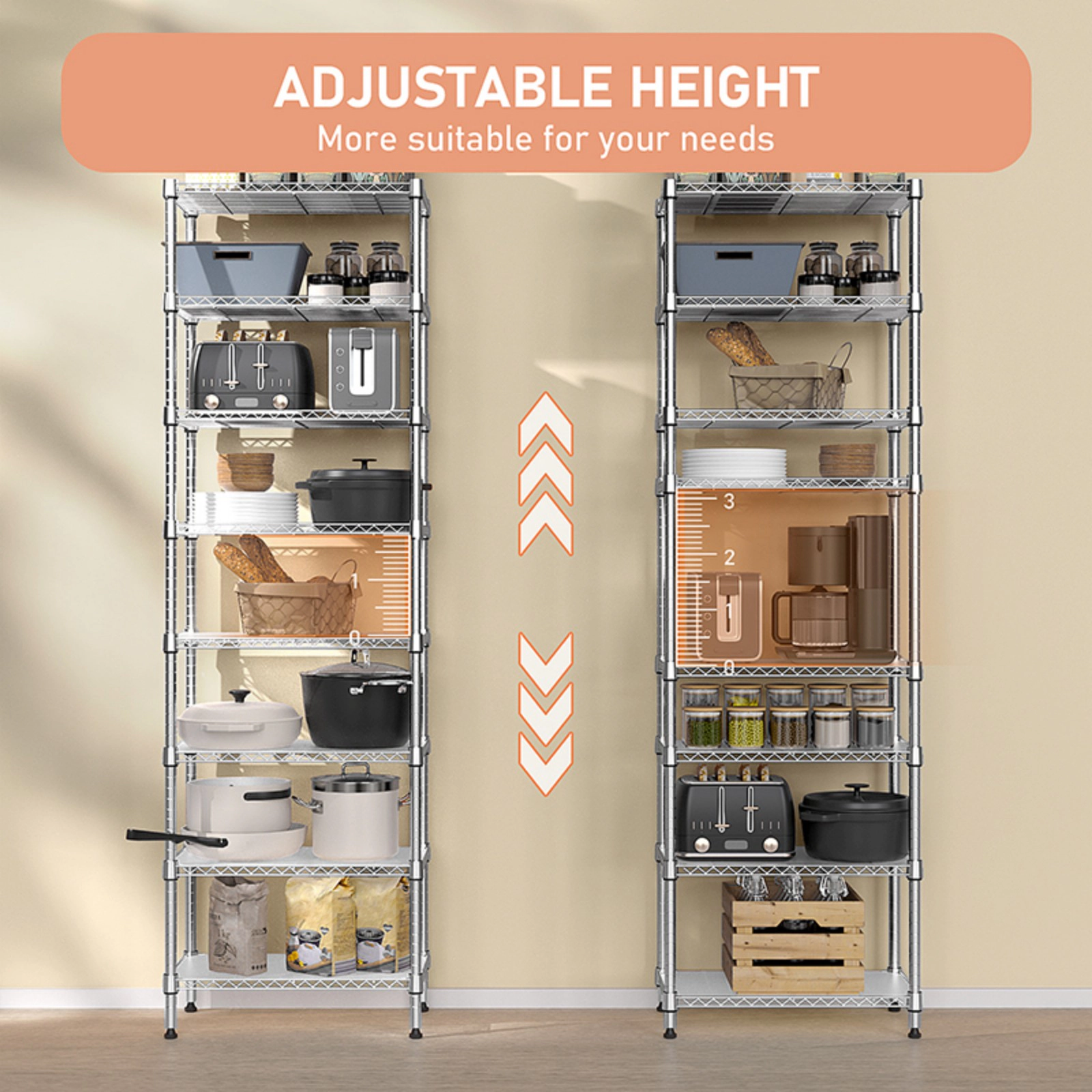Flynama 8 Tier Chrome Wire Shelving 2000 LBS 79.5H x 23.6W x 13.8D in Organizer Rack for Laundry Kitchen and Garage