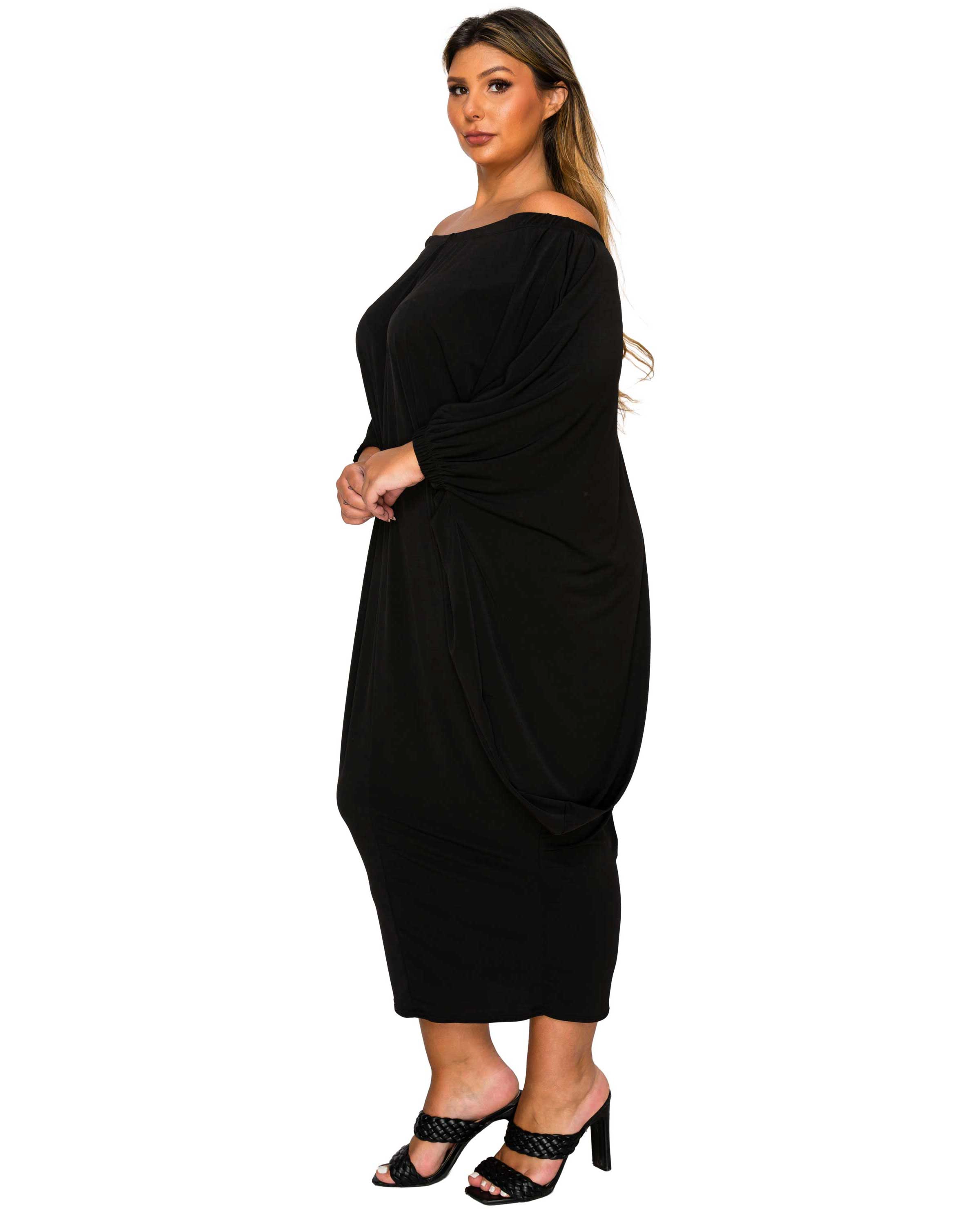 L I V D Women's Plus Eero Off Shoulder Taper Hem Dress