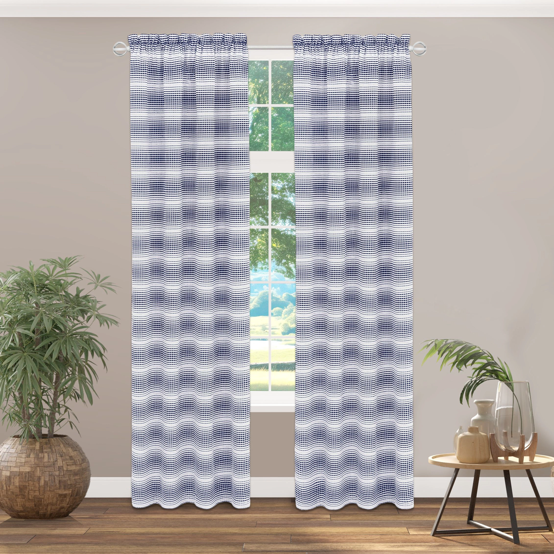 Kate Aurora 1 Piece Isabelle Abstract Rod Pocket Semi Sheer Window Curtain Panel