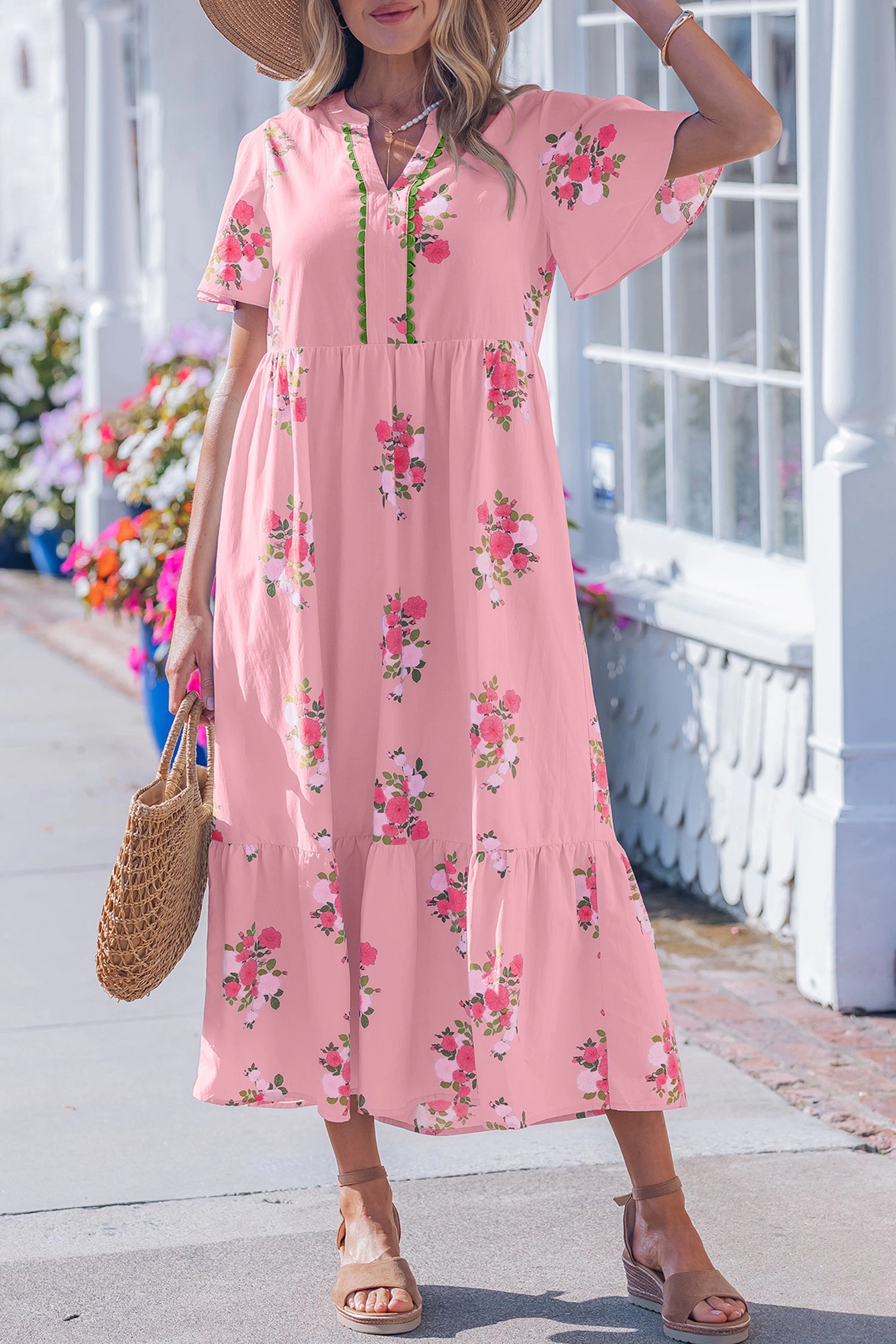 Threaded Pear Women's Alena Floral Print Maxi Dress