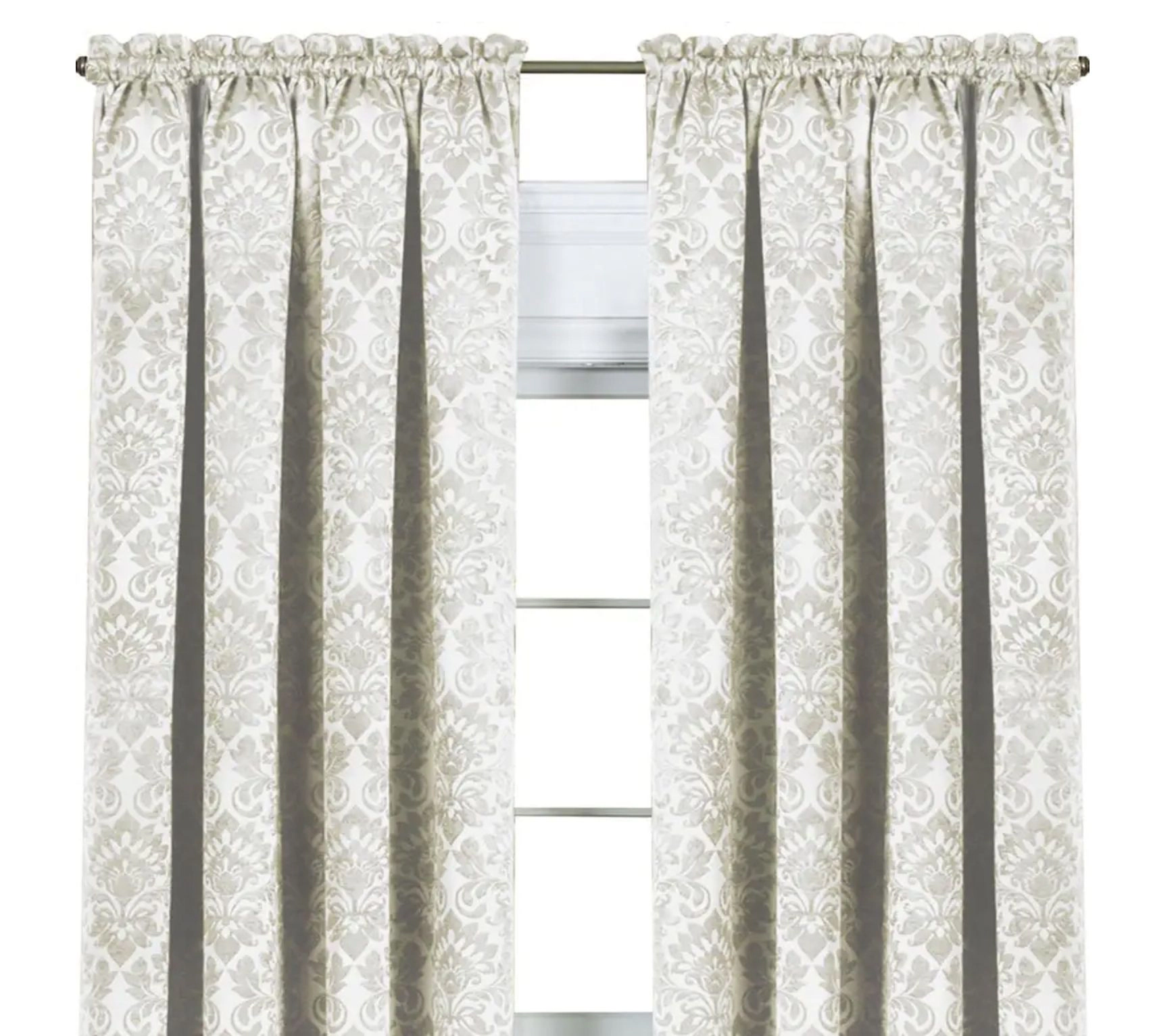 Kate Aurora Royal Living 2 Piece Rod Pocket Damask Design 95% Blackout Curtain Panels