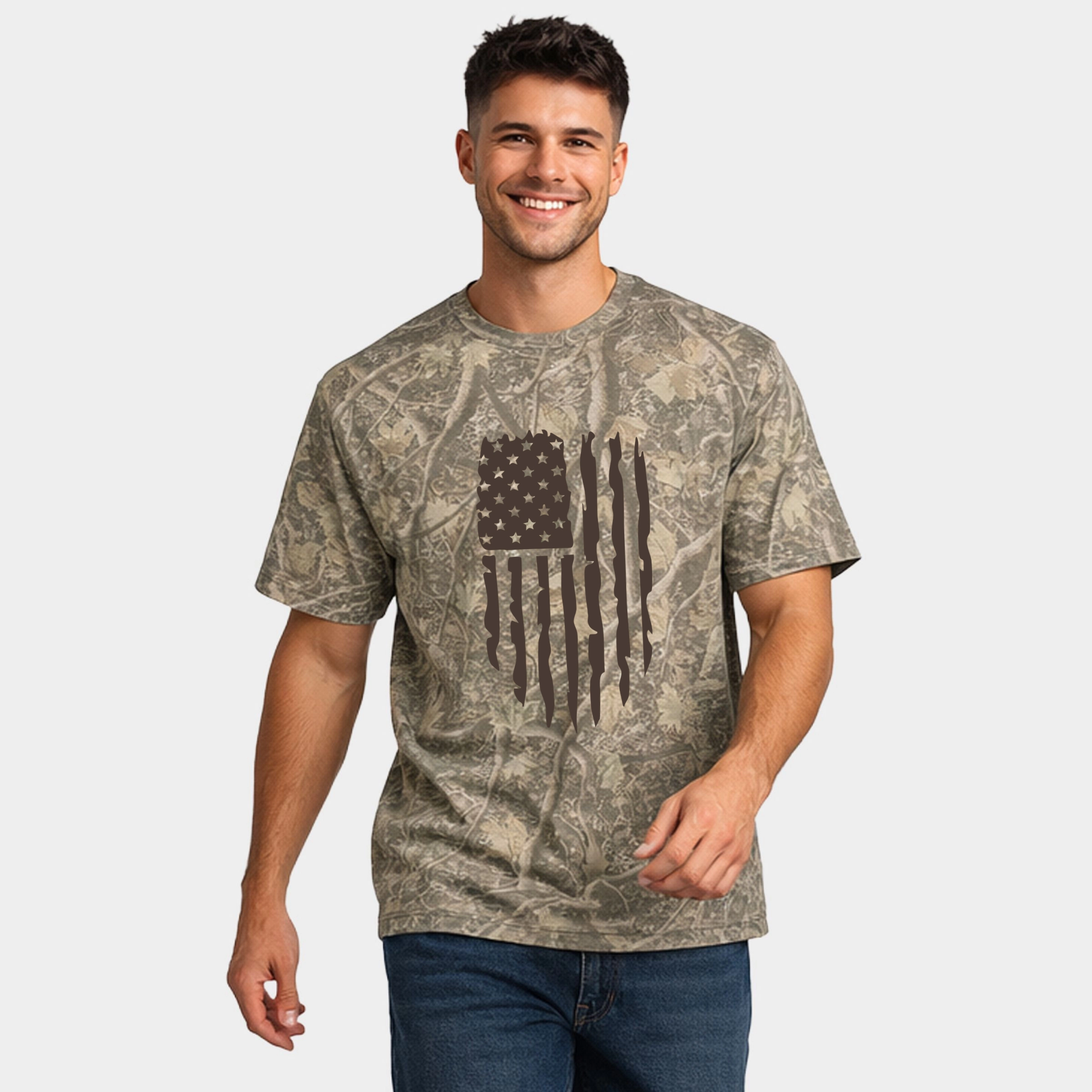 Simply Sage Market - American Flag Distressed - Men's Heavyweight Crew