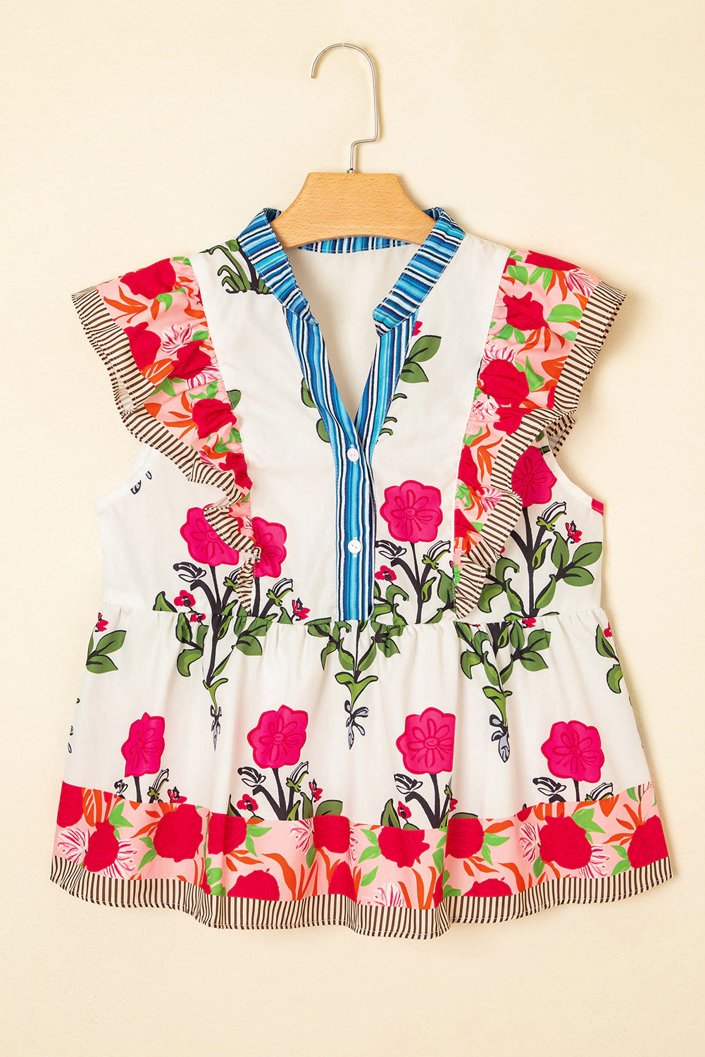 Threaded Pear Madisen Flutter Sleeve Blouse